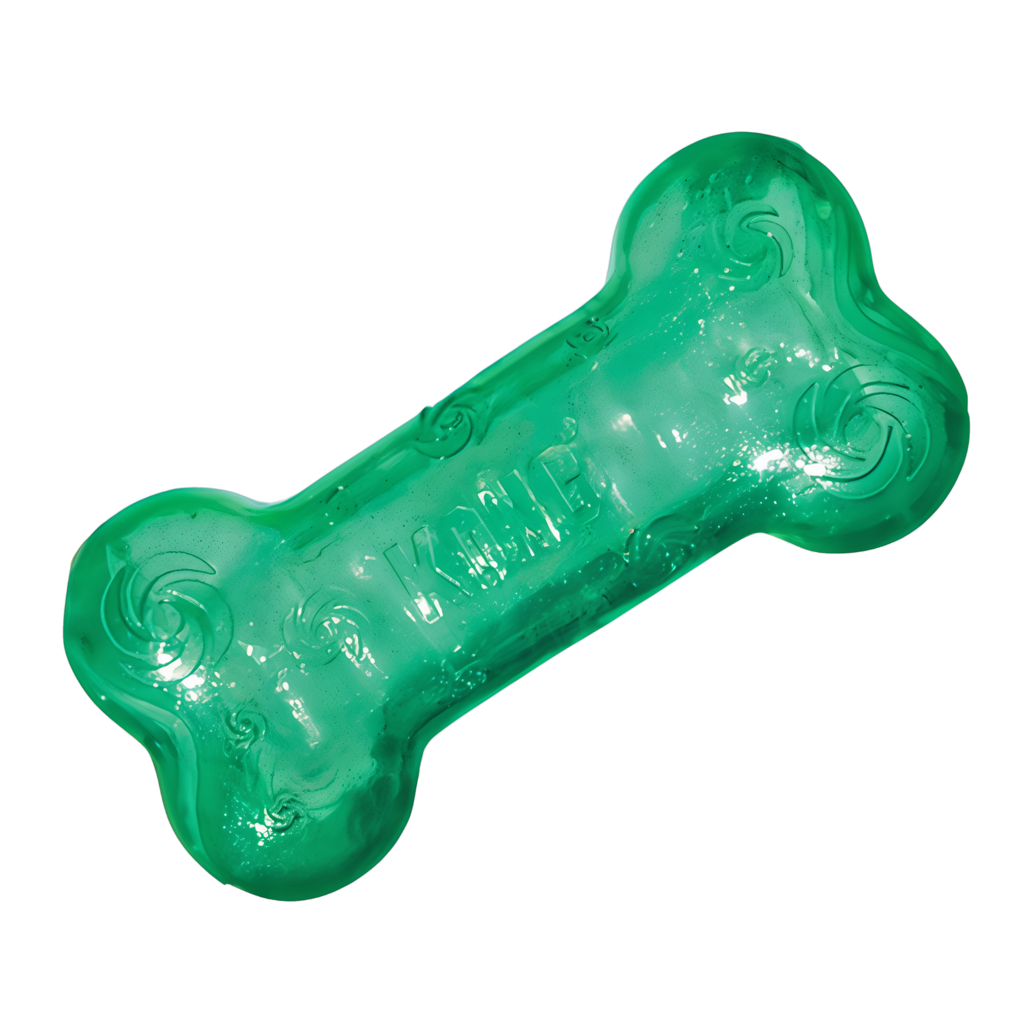 Green KONG Squeezz Crackle Bone dog toy