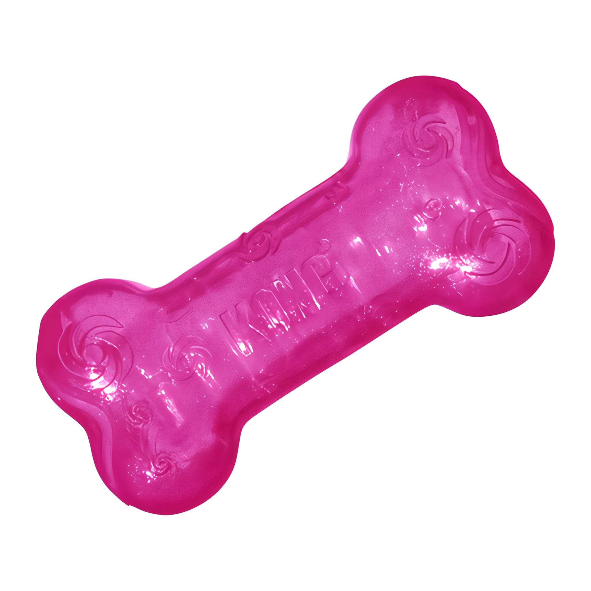 Pink KONG Squeezz Crackle Bone dog toy