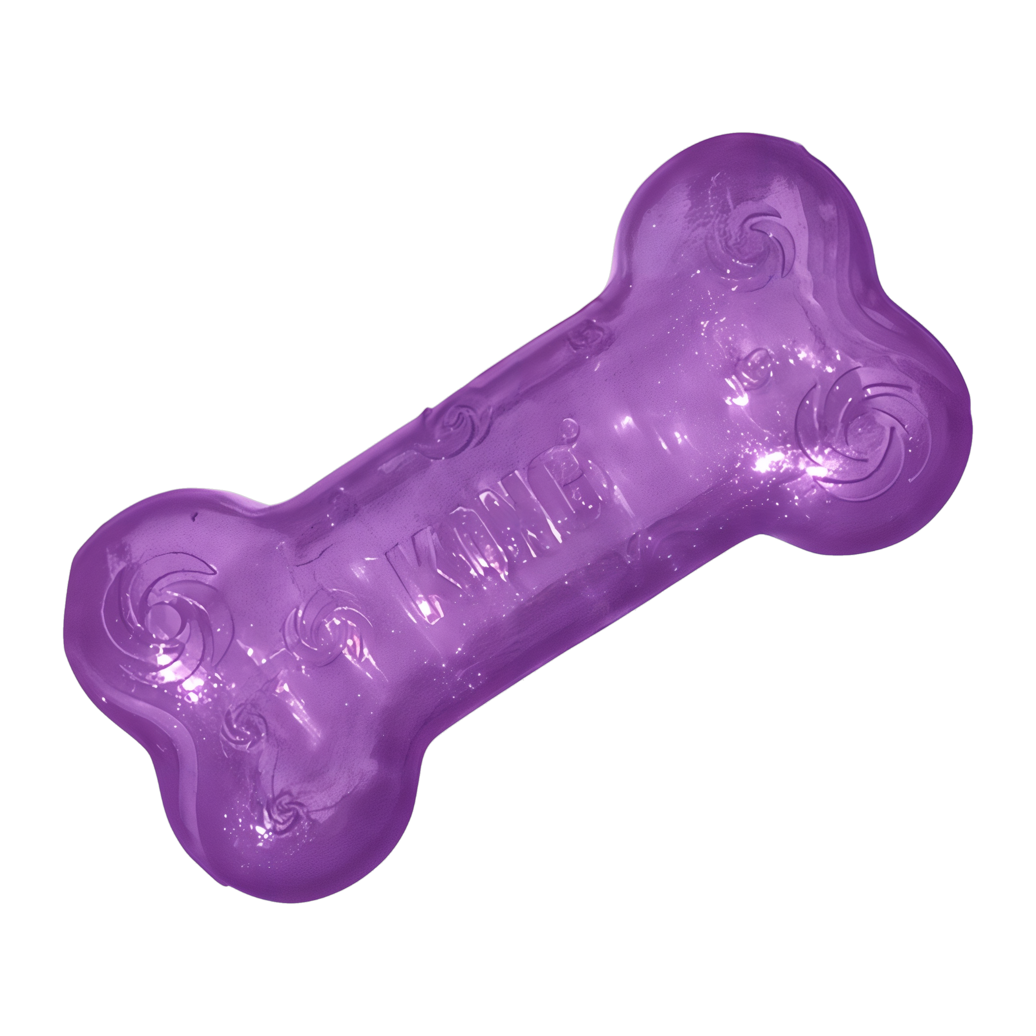 Purple KONG Squeezz Crackle Bone dog toy
