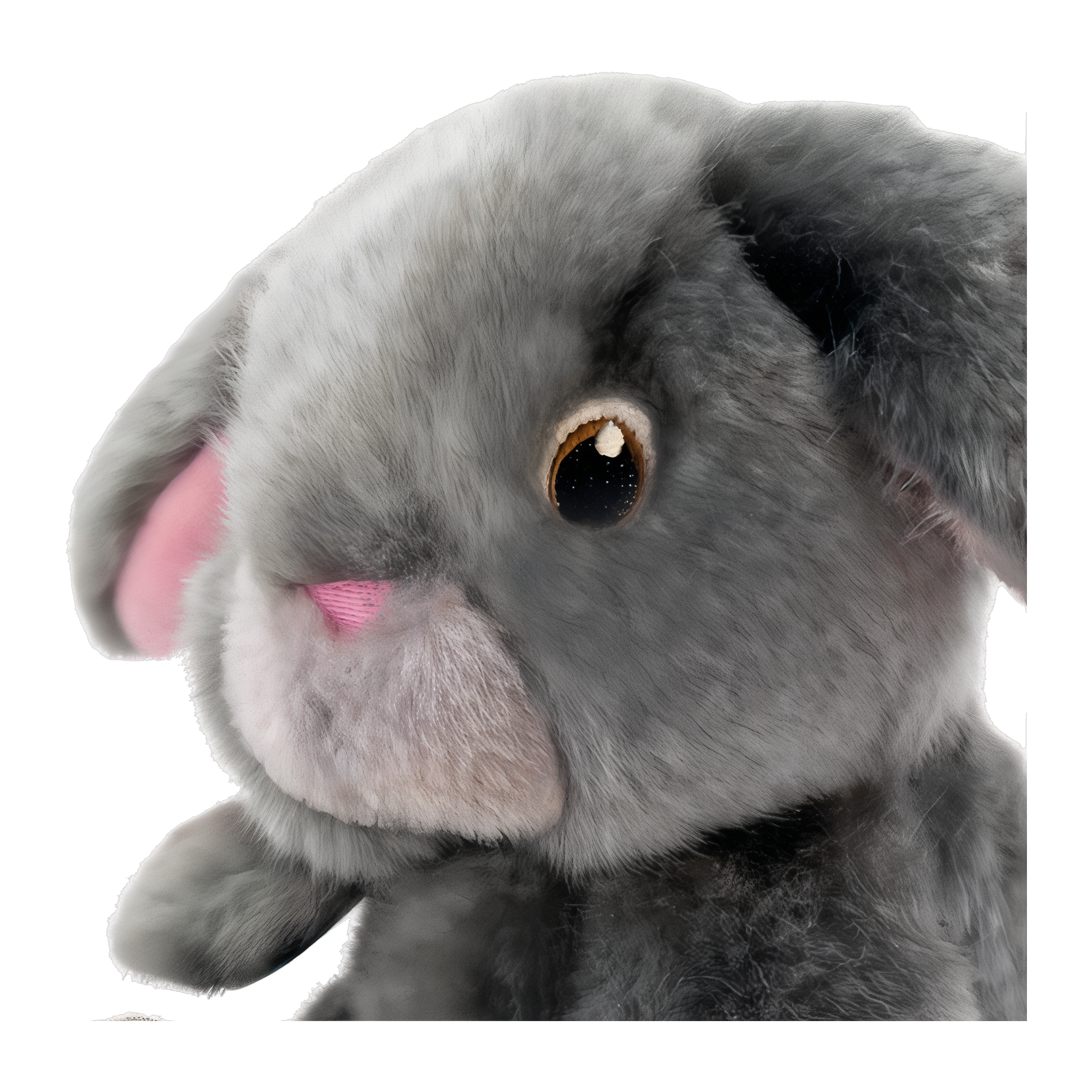Close-up of the KONG Toughz Bunny plush face and floppy ears