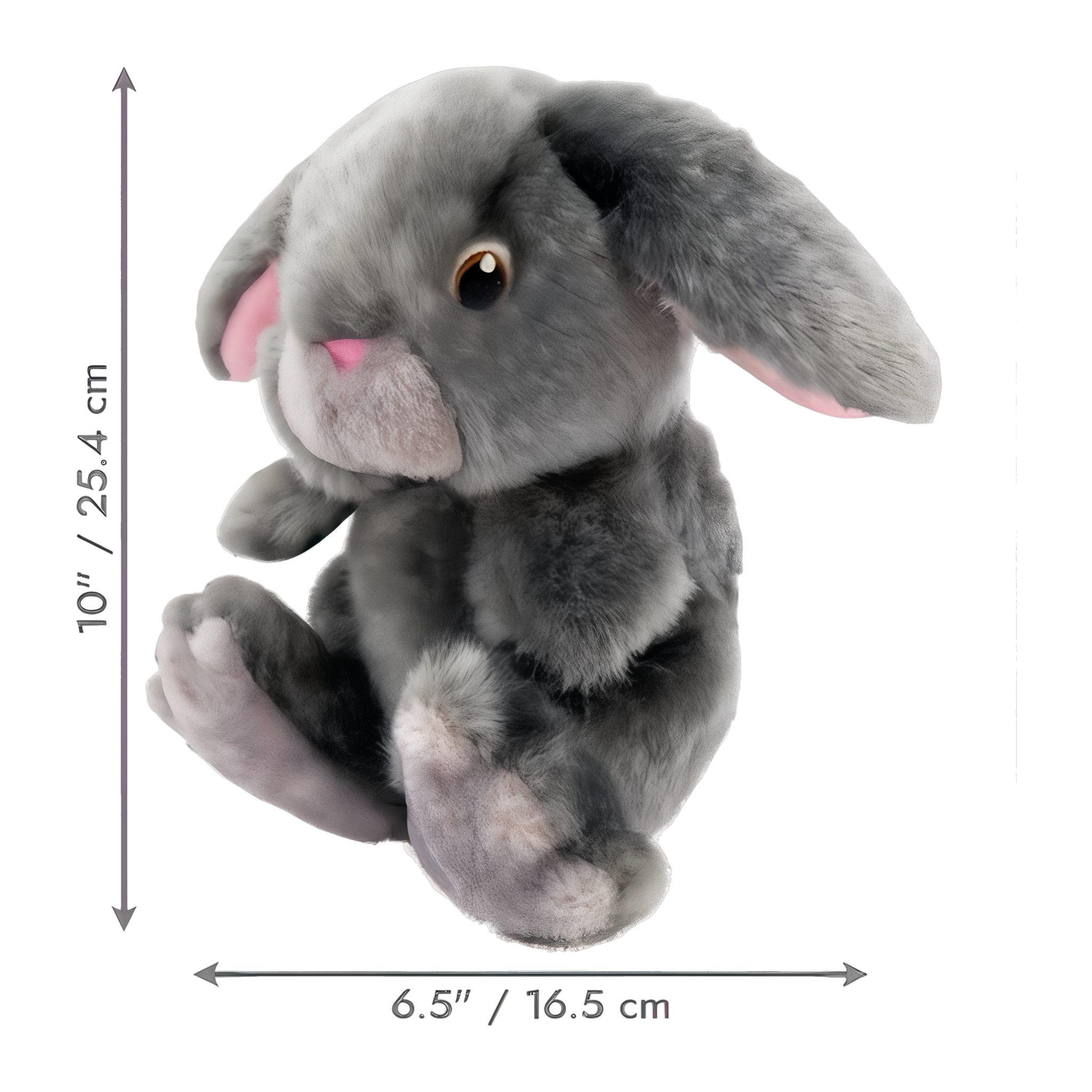 KONG Toughz Bunny size diagram 10 inches tall by 6.5 inches wide