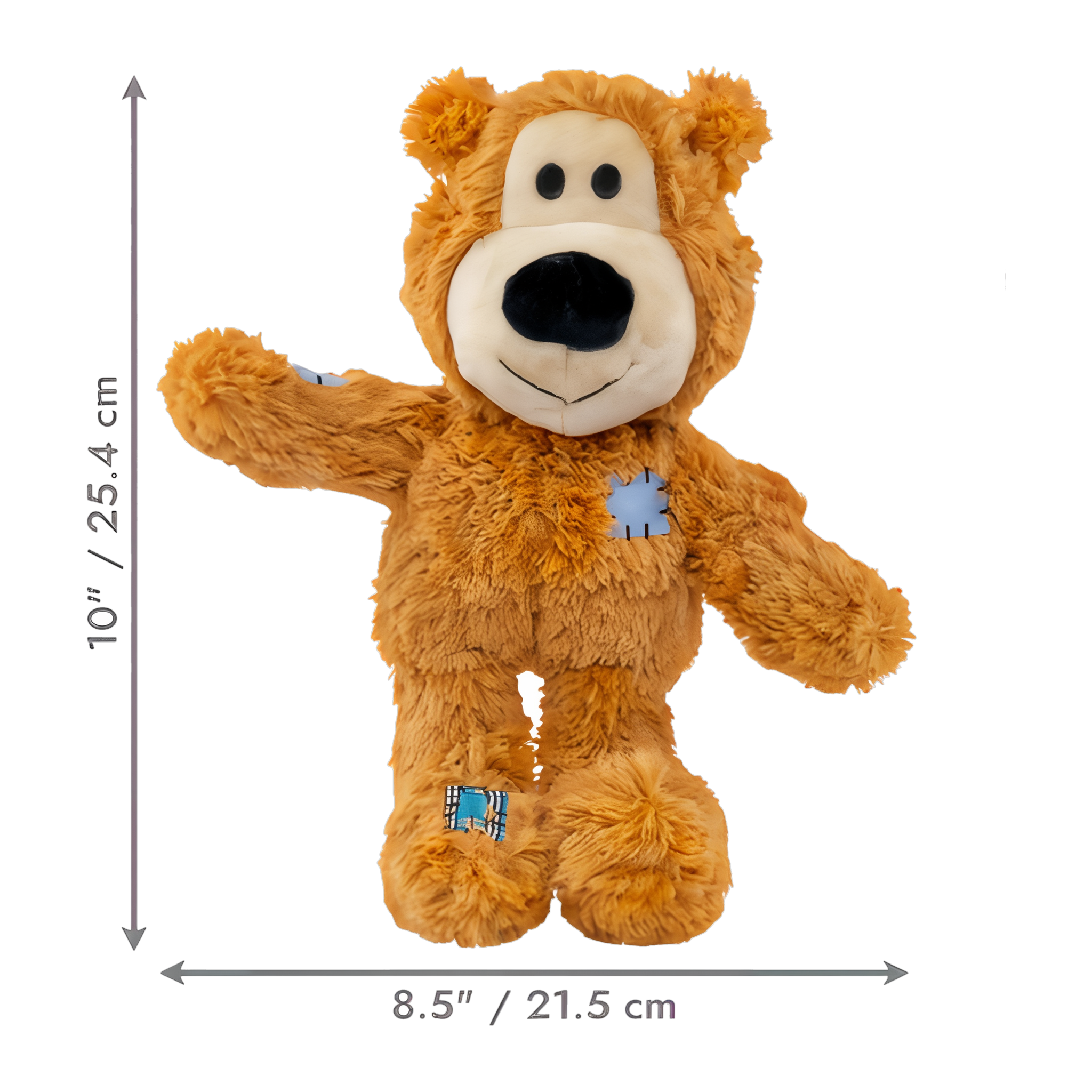 KONG Wild Knots Bear Medium/Large dimensions, 10 inches tall by 8.5 inches wide