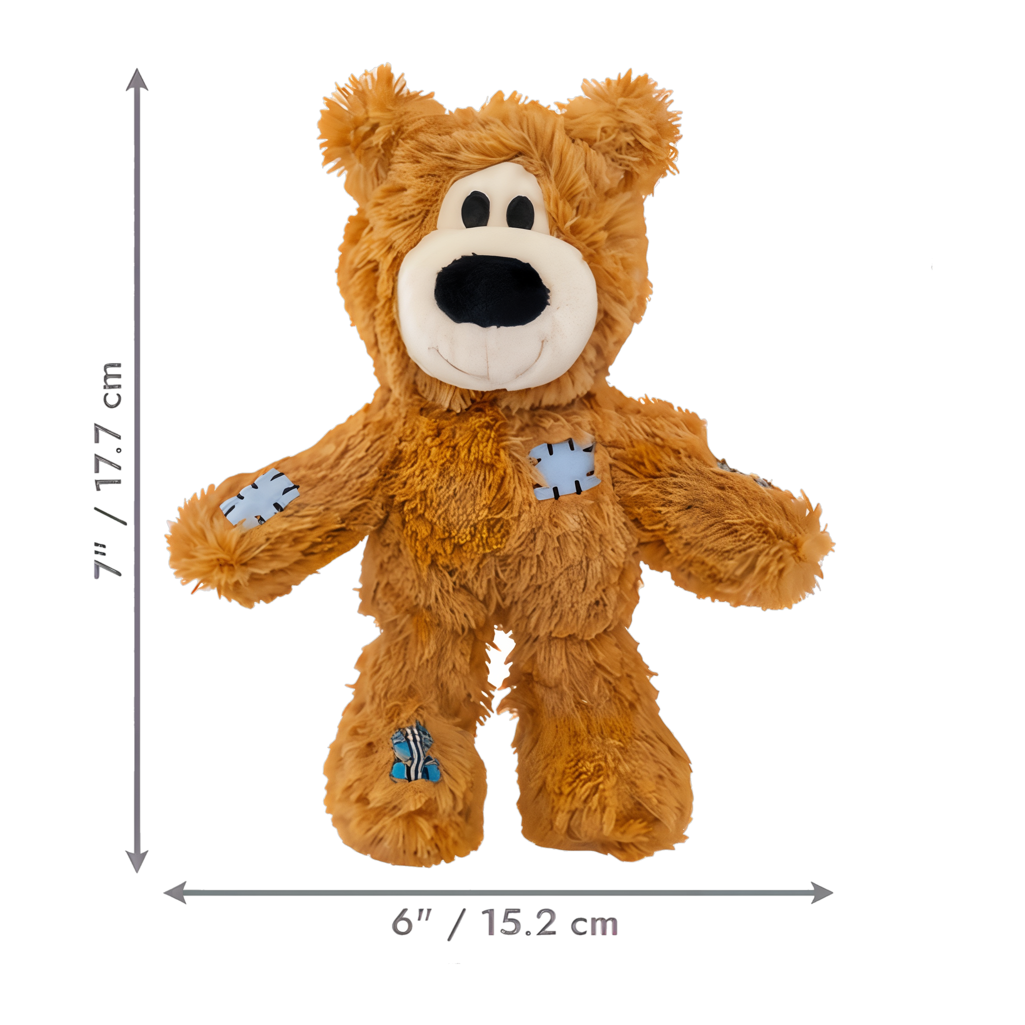 KONG Wild Knots Bear small medium size diagram, 7 inches tall by 6 inches wide