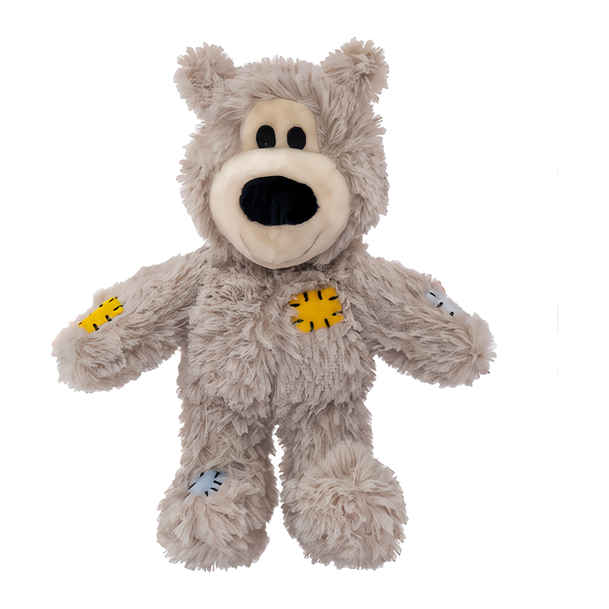 Gray KONG Wild Knots Bear plush dog toy standing upright