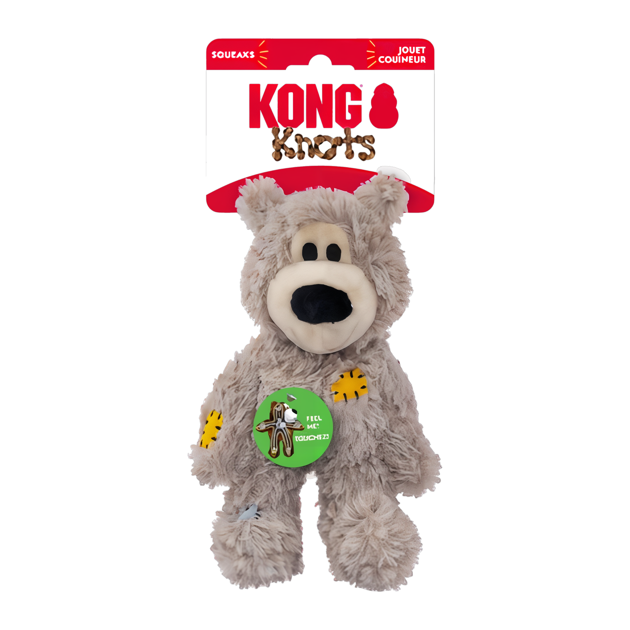 Gray KONG Wild Knots Bear on its retail hang card