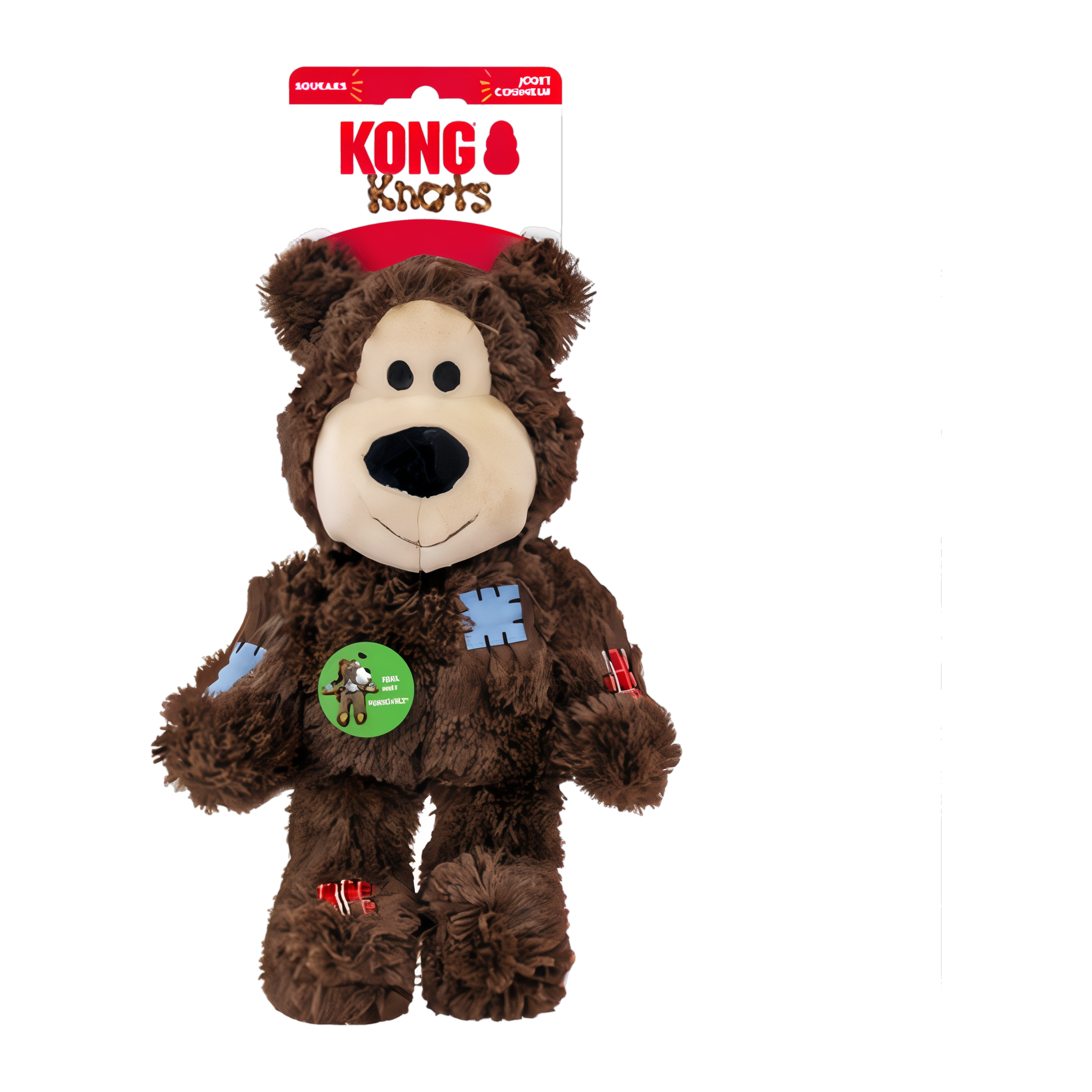 Dark brown X-Large KONG Wild Knots Bear on its retail hang card