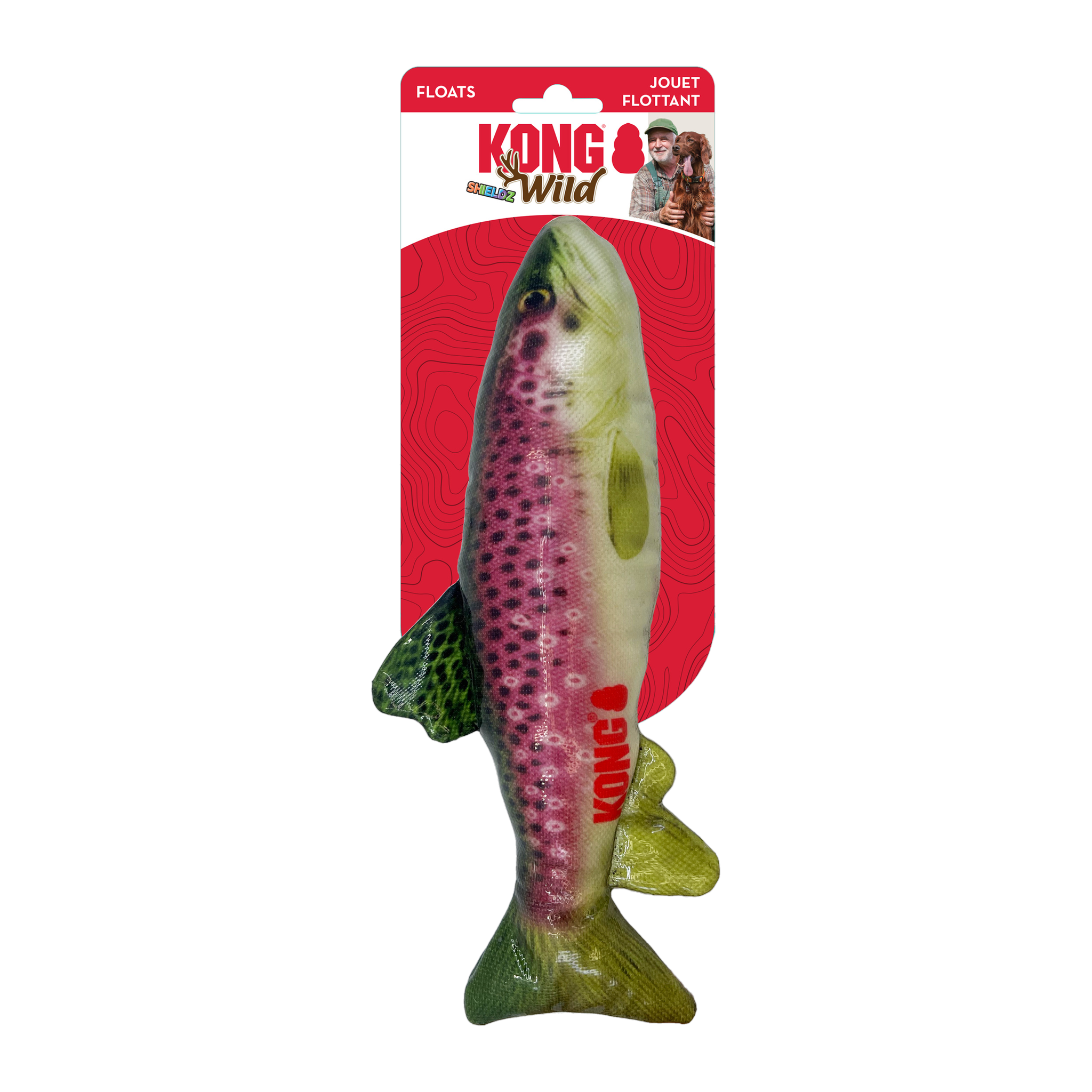 KONG Wild Shieldz Trout Dog Toy retail packaging