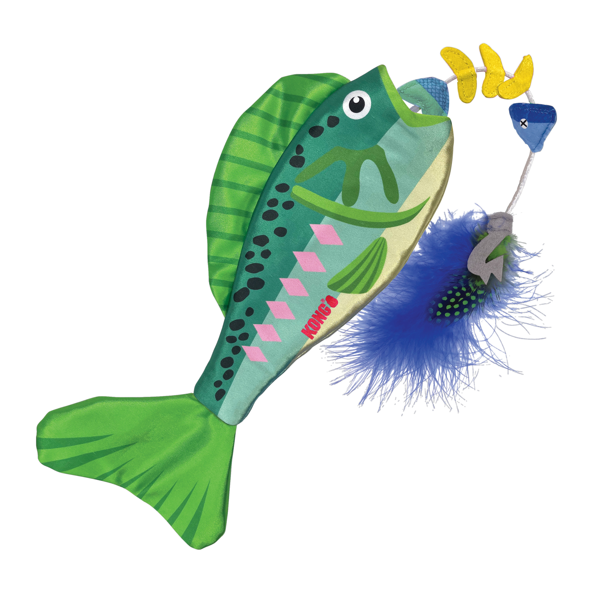KONG Wrangler Angler Fish catnip cat toy, green