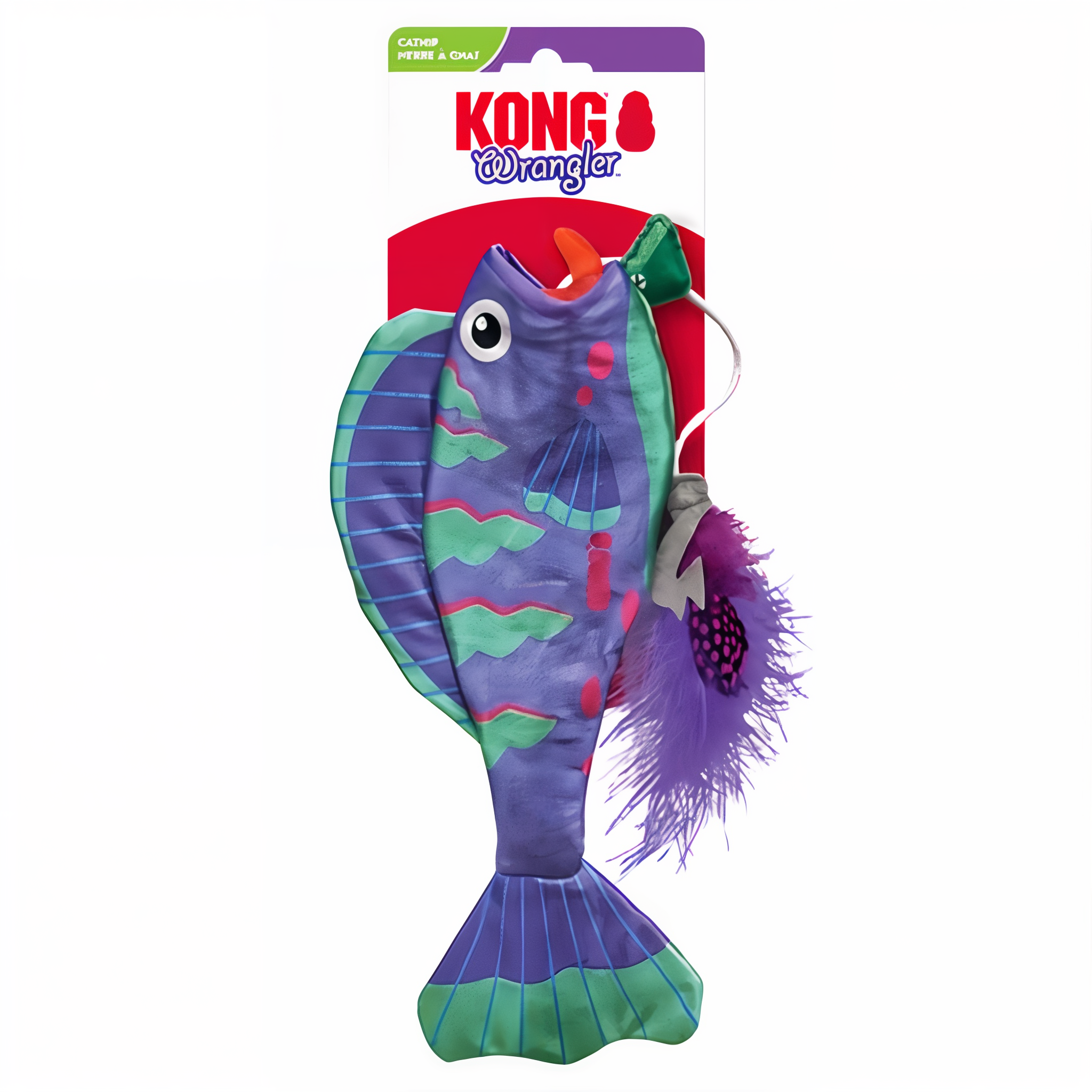 KONG Wrangler Angler Fish cat toy retail packaging, purple