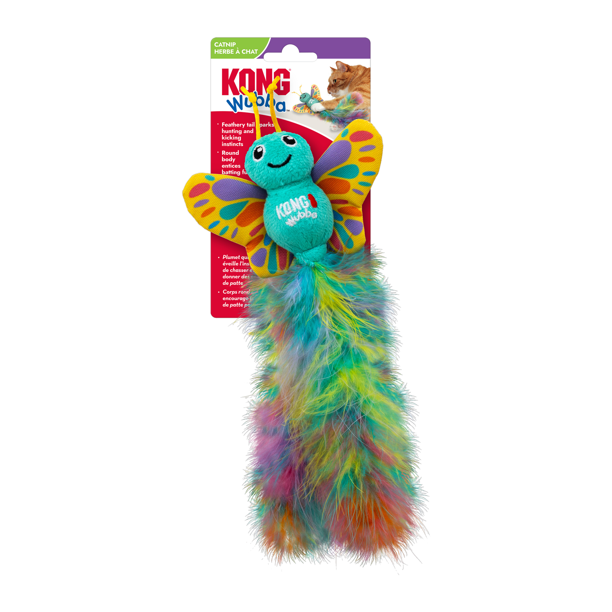 KONG Wubba Butterfly catnip cat toy in retail packaging
