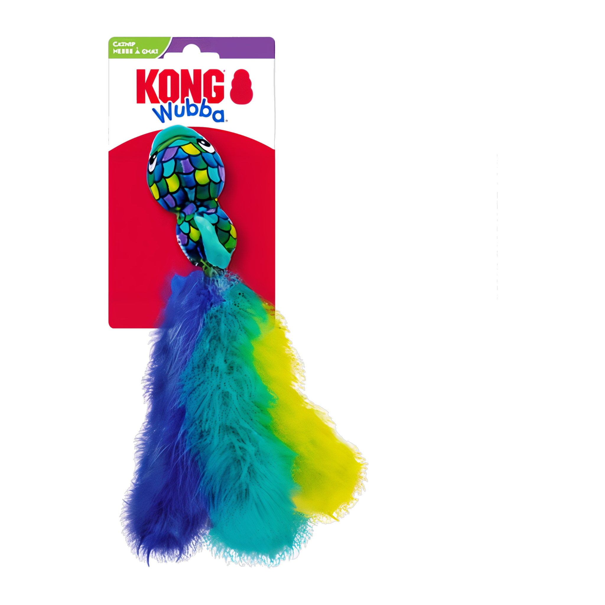 KONG Wubba Fish cat toy on retail packaging card