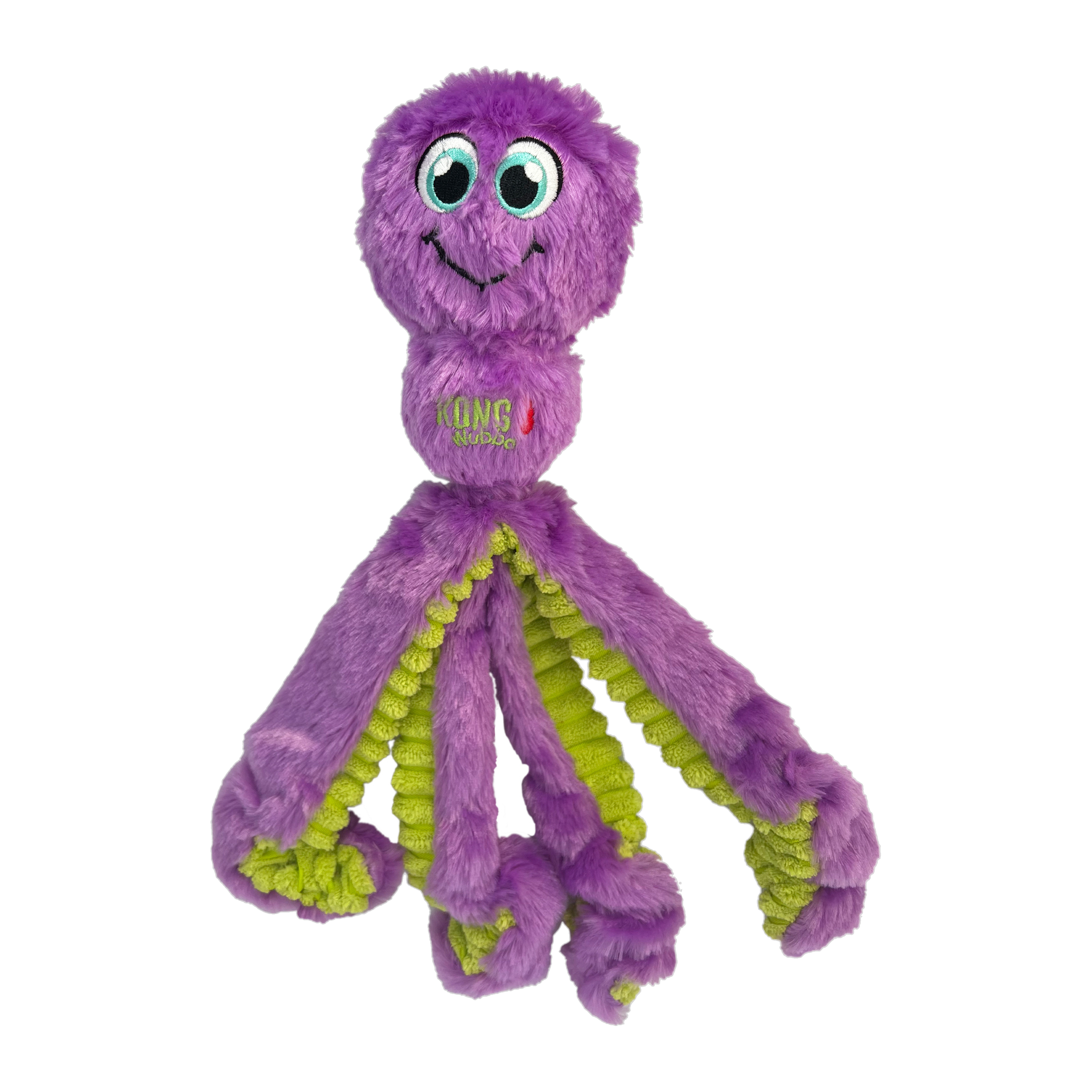 KONG Wubba Octopus plush dog toy, purple colorway, front view