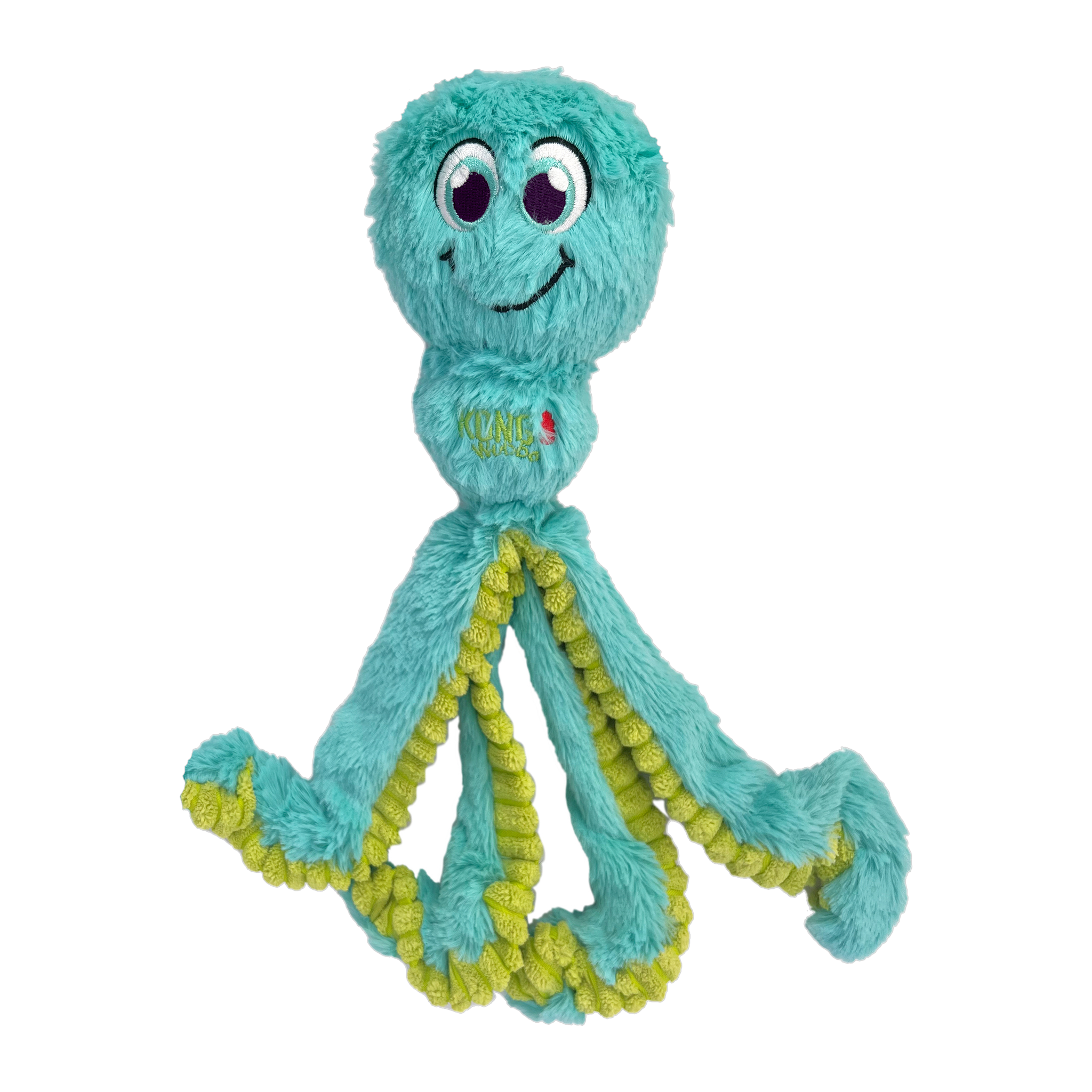 KONG Wubba Octopus plush dog toy, teal colorway, front view