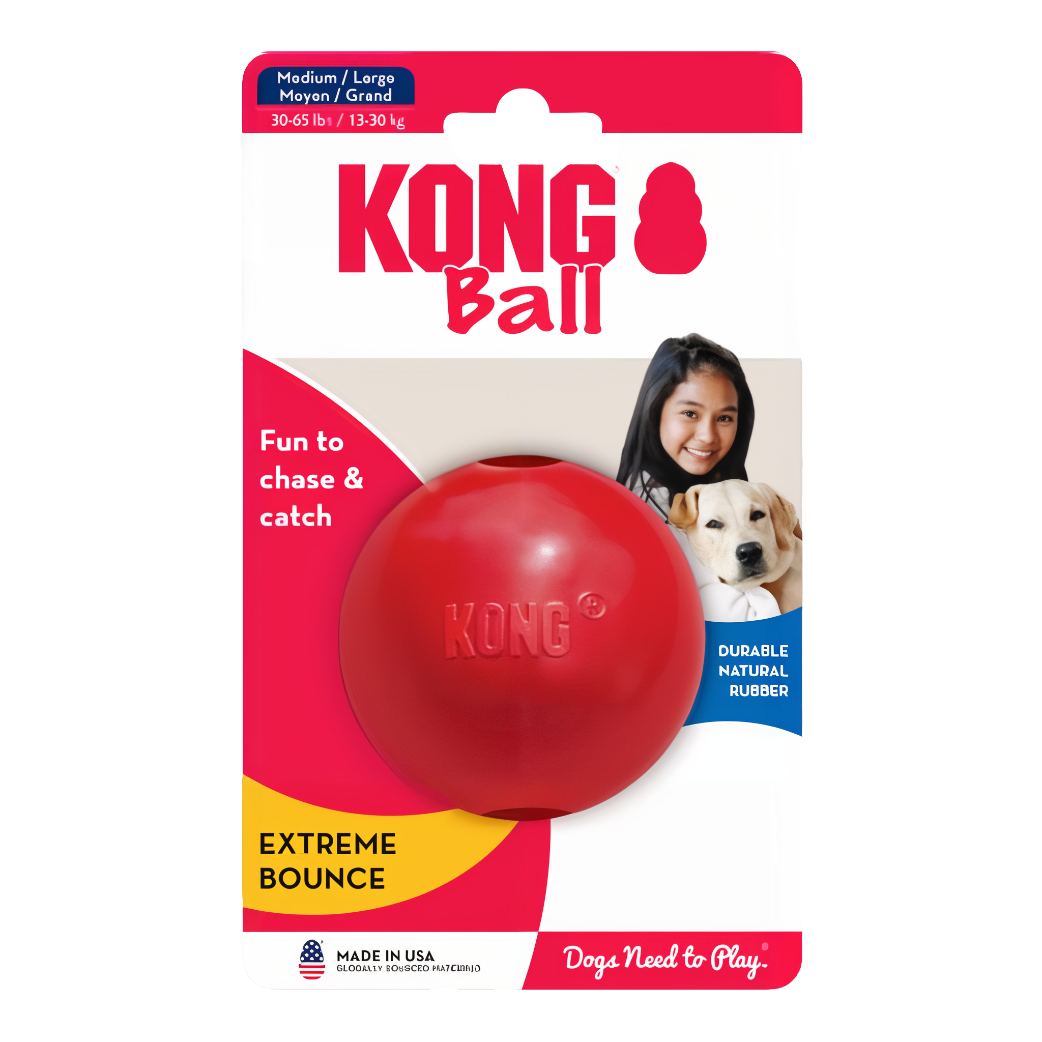 KONG Ball with Hole fetch toy, medium size. #Medium