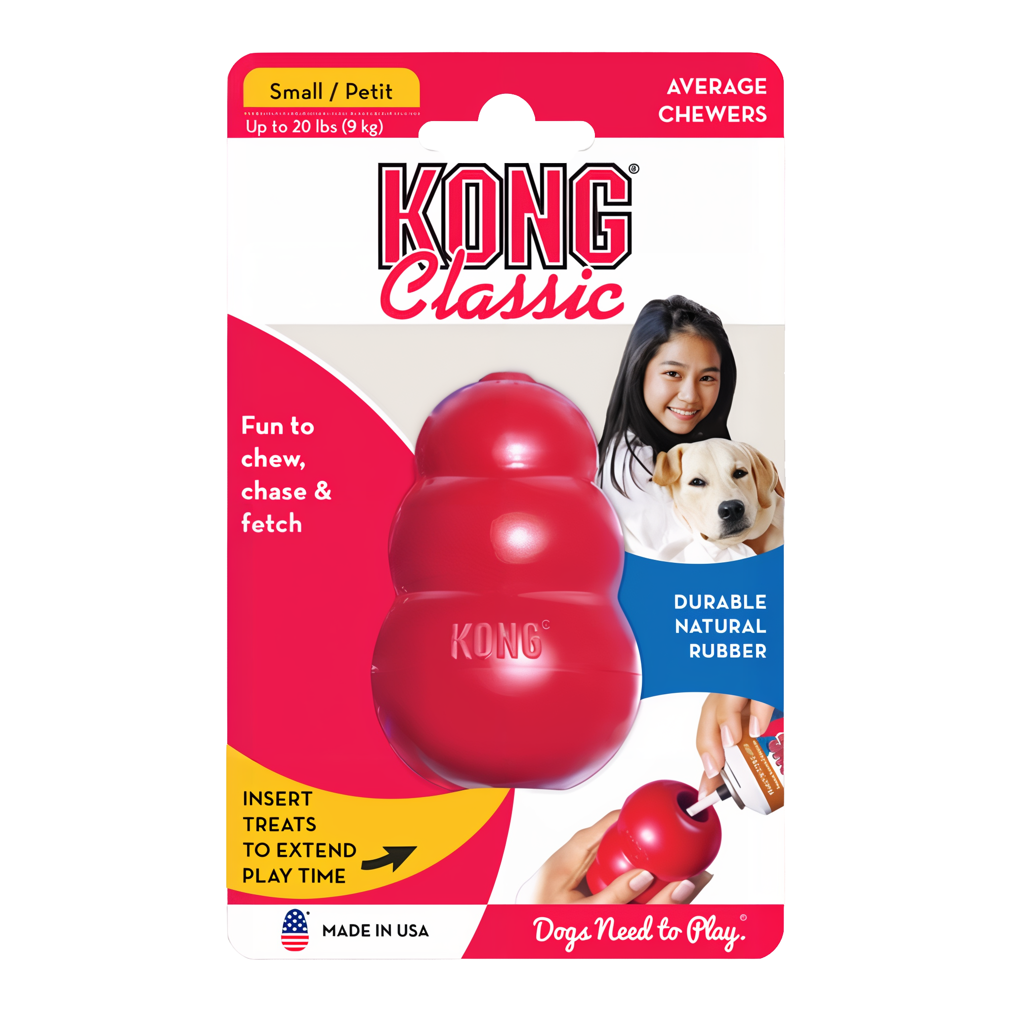 KONG Classic Refillable Chew Dog Toy, Small size