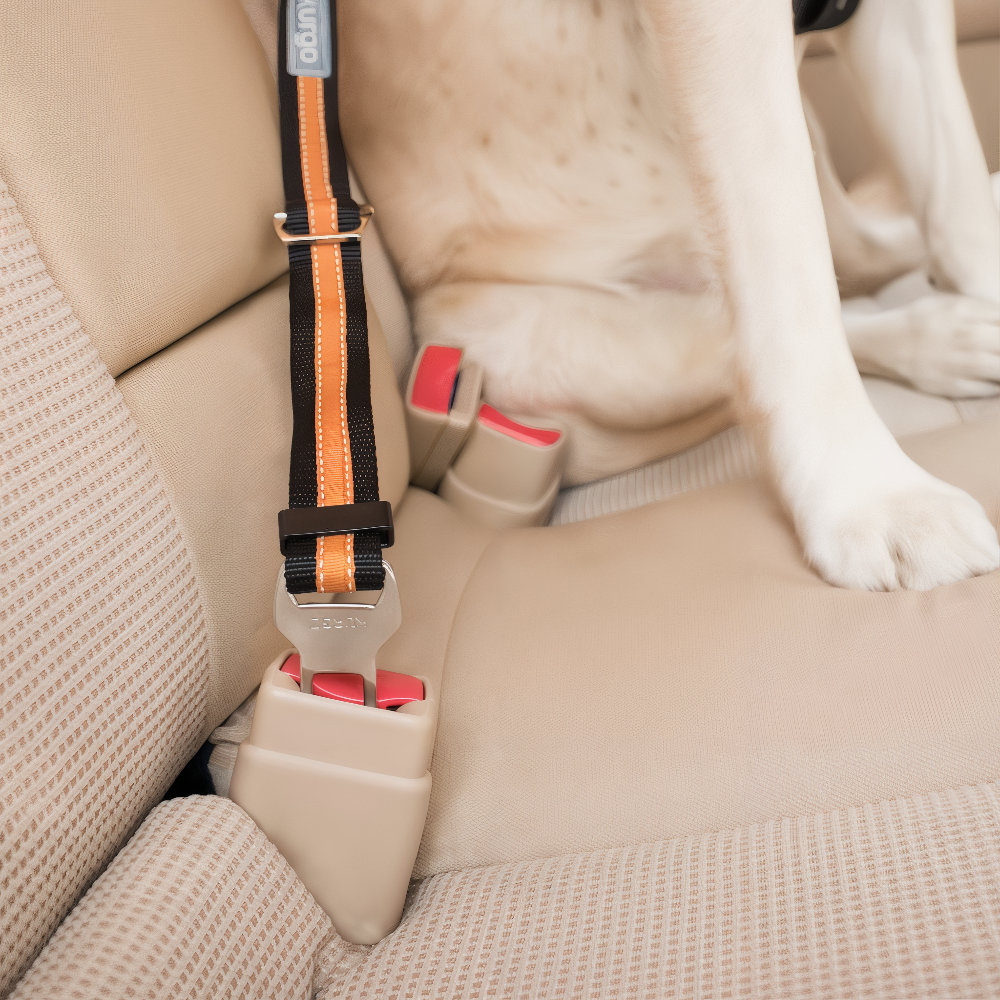 Close-up of the all-steel carabiner on the Kurgo Direct to Seatbelt Tether