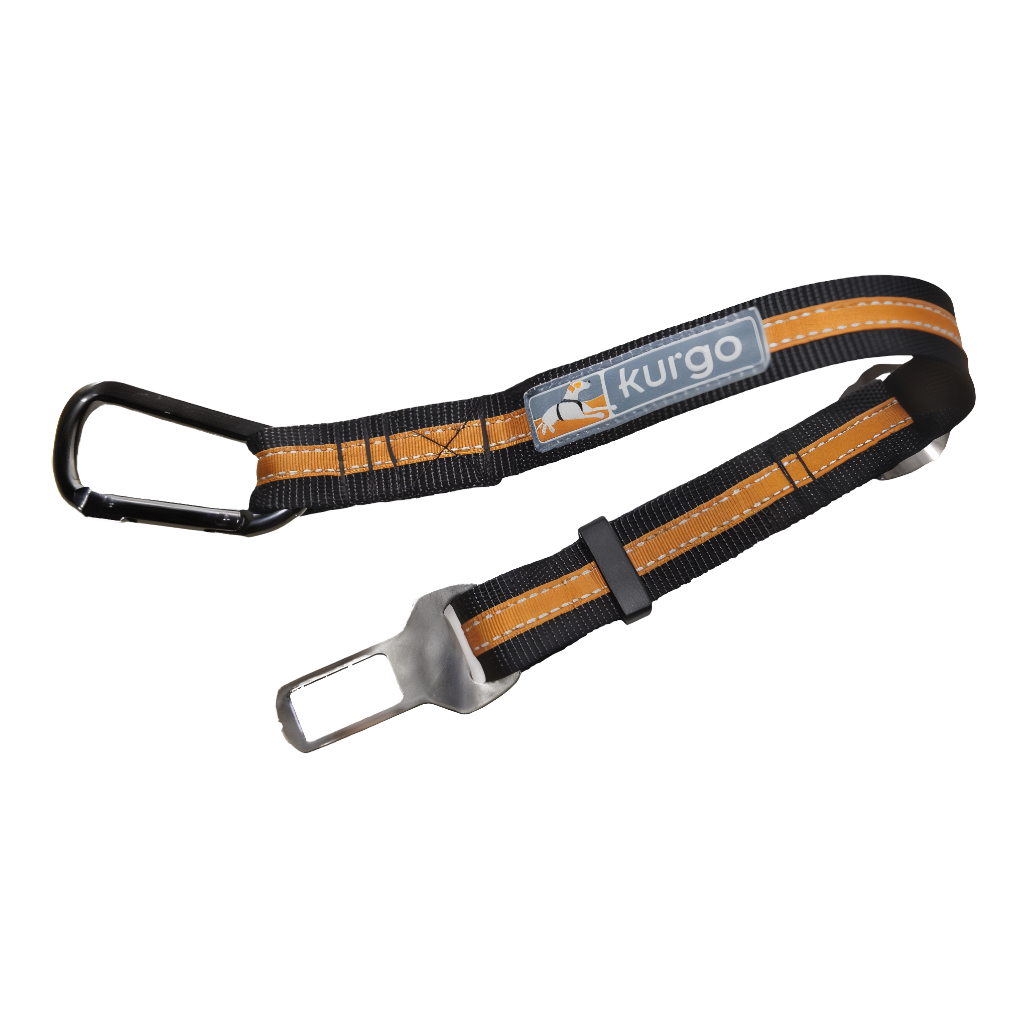 Kurgo Direct to Seatbelt Tether for dogs in Orange with steel carabiner
