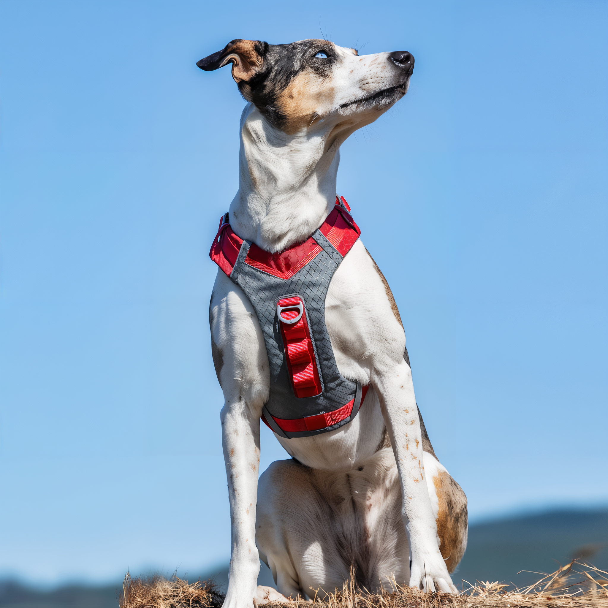 Runner and dog in a Kurgo Journey Air harness on a trail