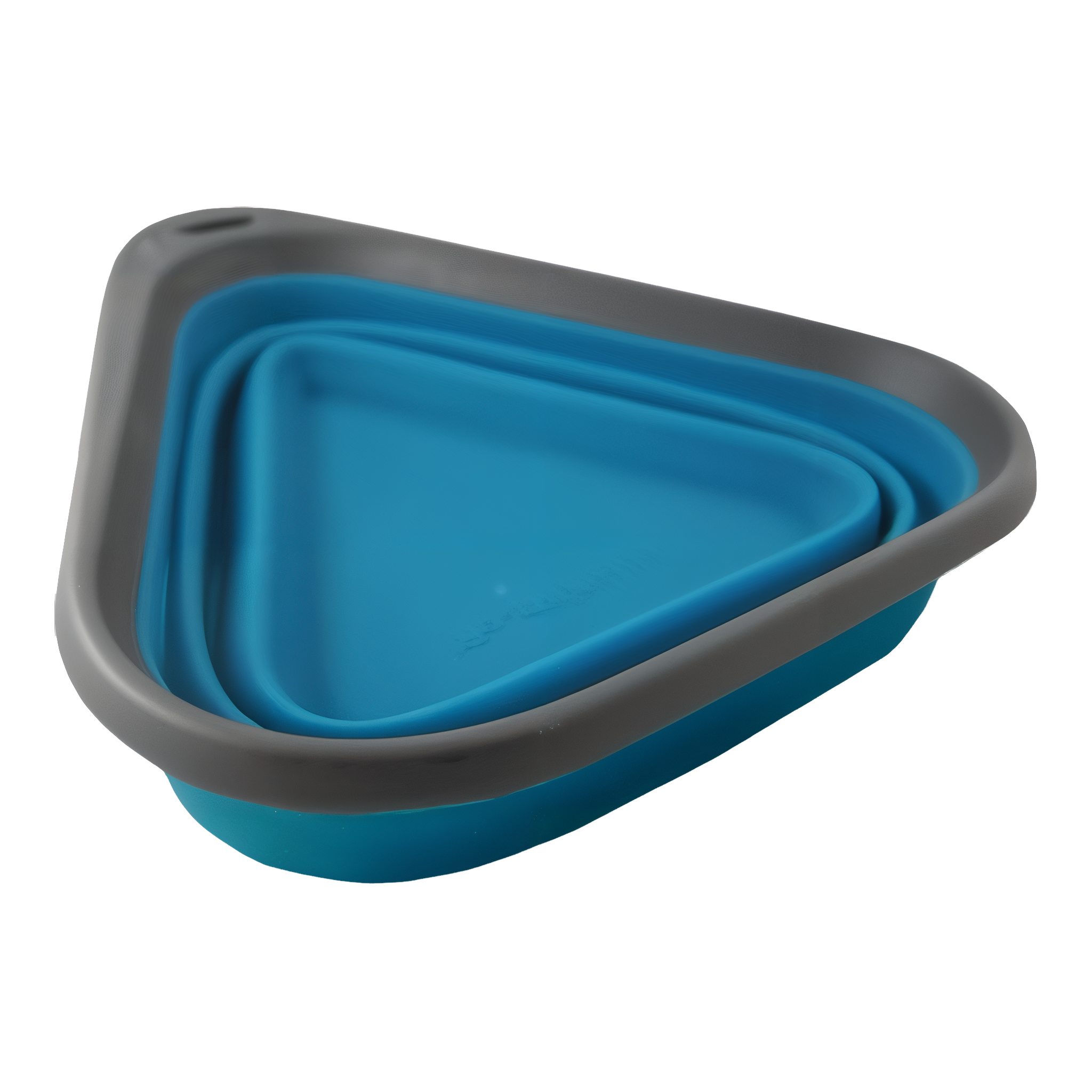 Kurgo Mash N Stash collapsible silicone dog bowl in blue with grey rim