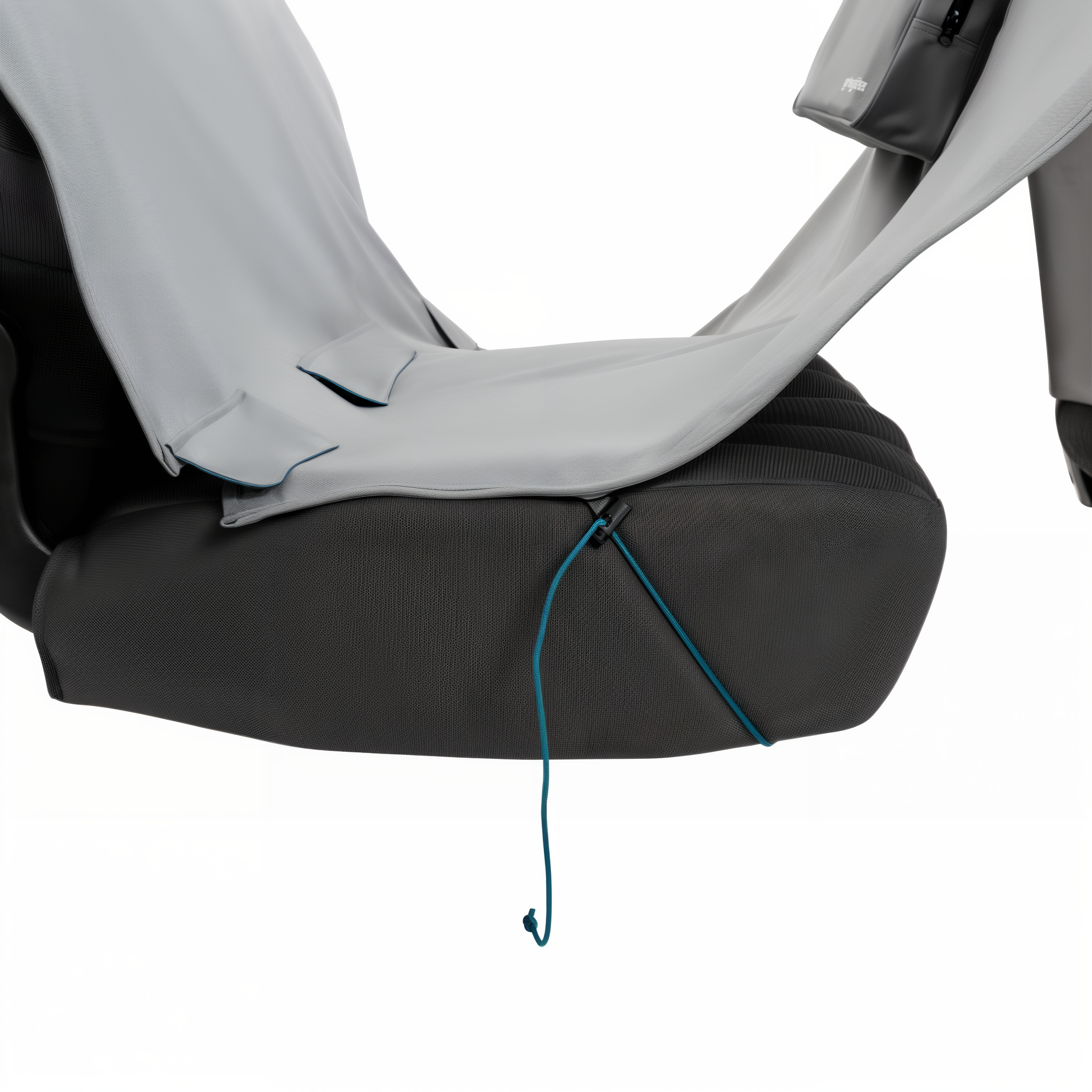 Hook-and-loop seat belt opening on the Rover Hammock, black colorway shown