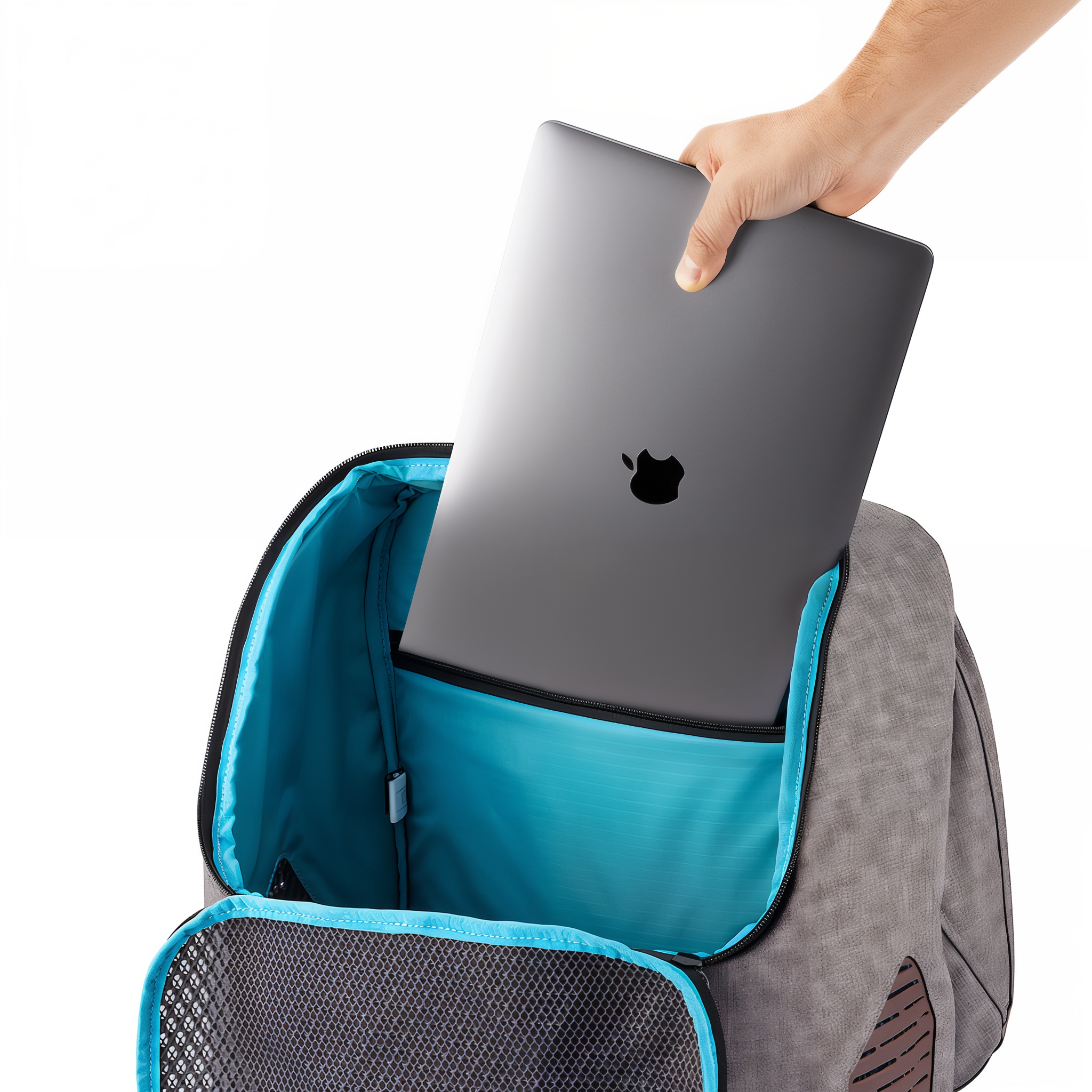Laptop and tablet sleeves on the Kurgo Rucksack dog carrier