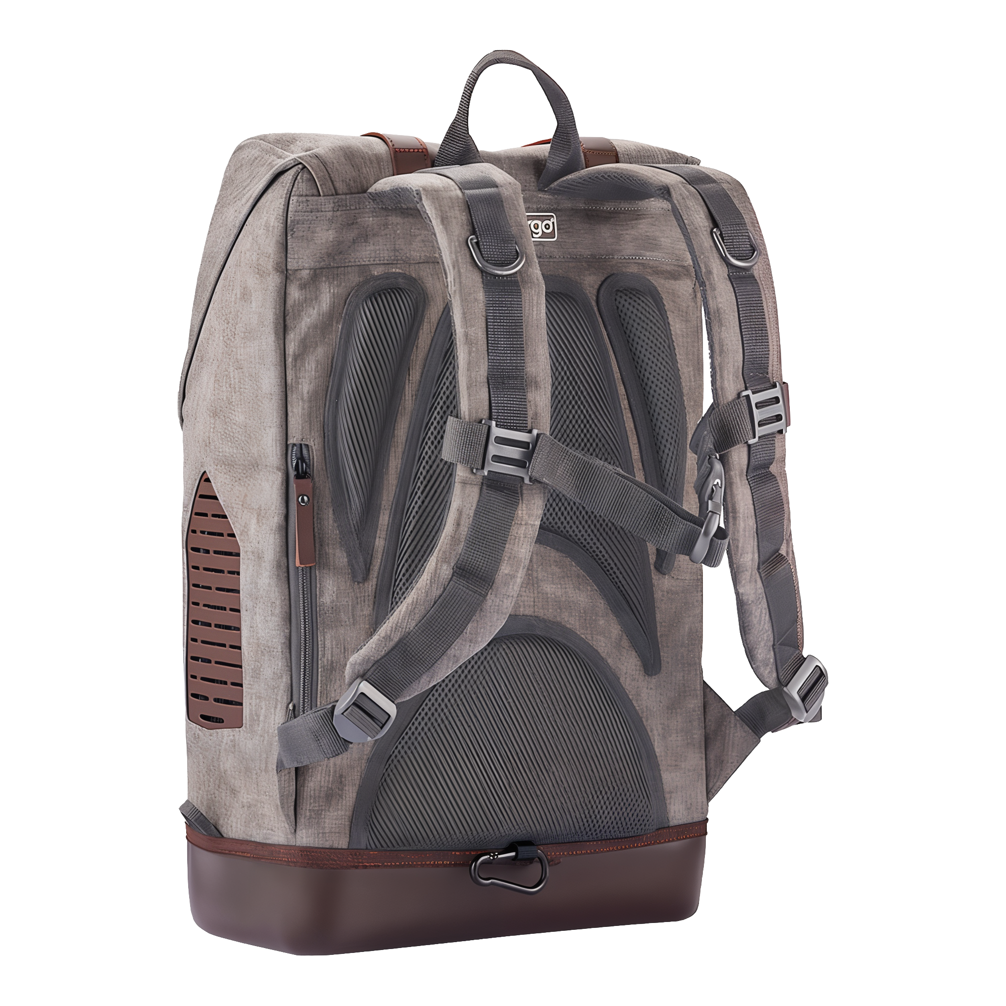 Side view of the Kurgo Rucksack showing ventilation panels