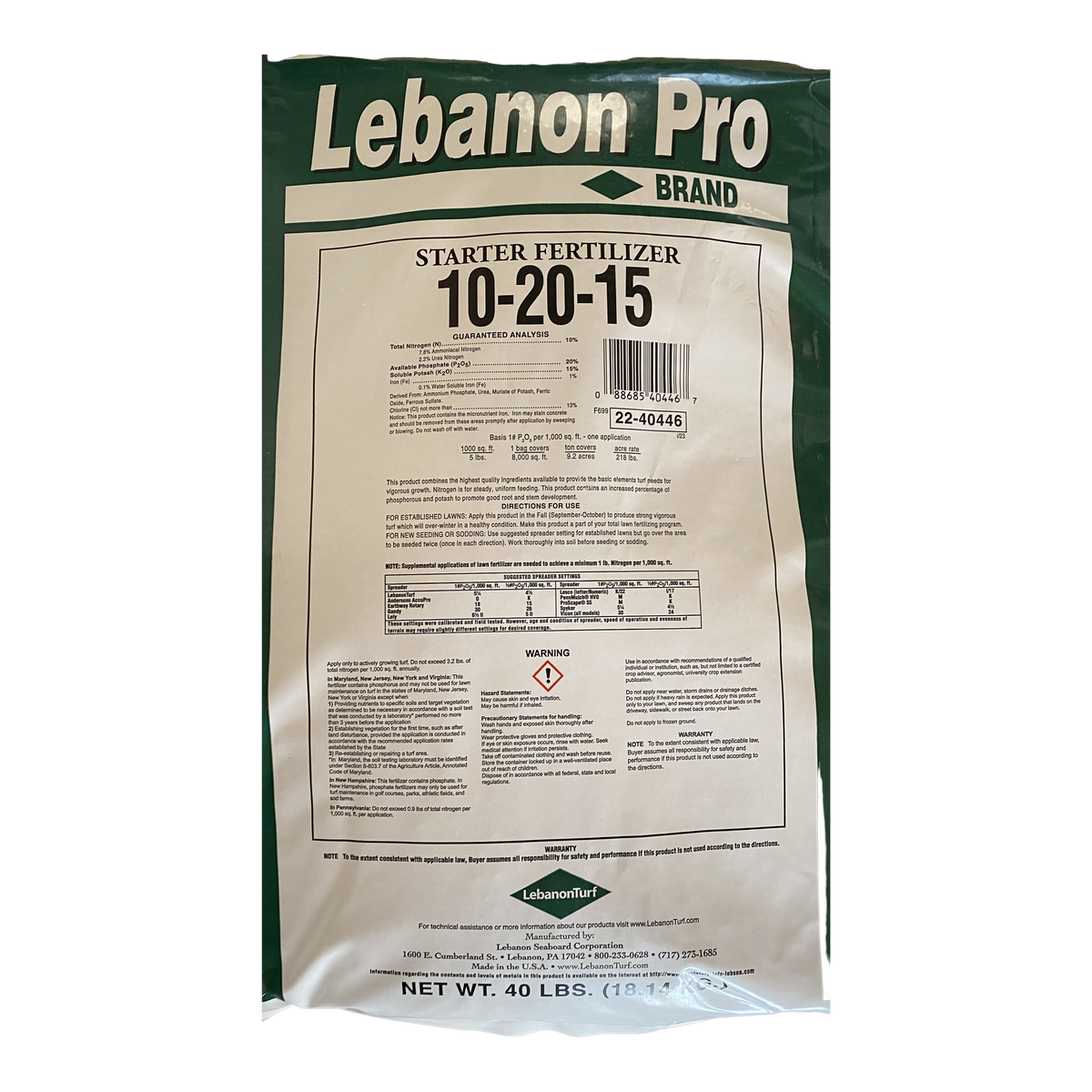 エルサプロモ　10セット Lebanon Pro Starter Fertilizer 10-20-15 40 lb | Garoppo's