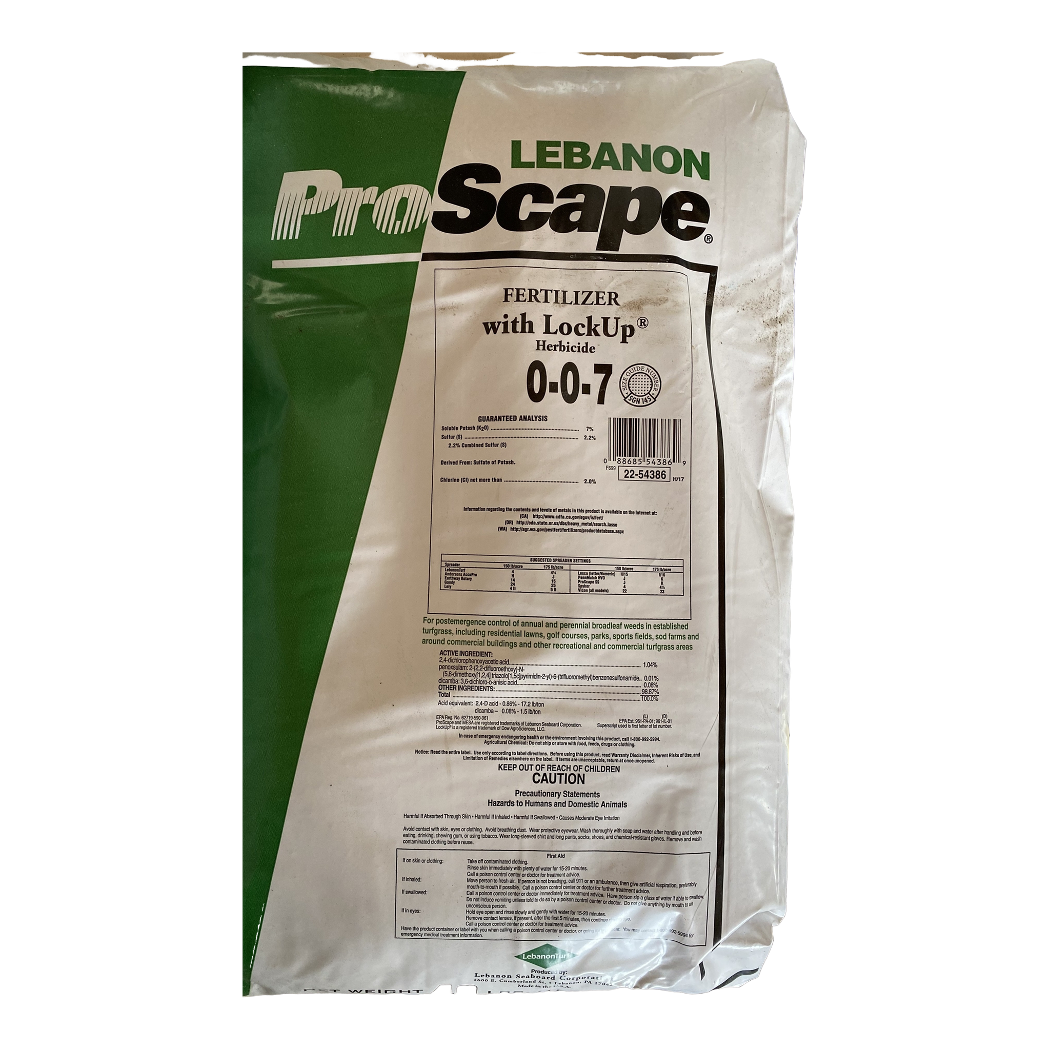 Lebanon ProScape 0-0-7 Fertilizer with LockUp broadleaf herbicide, 40 lb bag #Per Bag