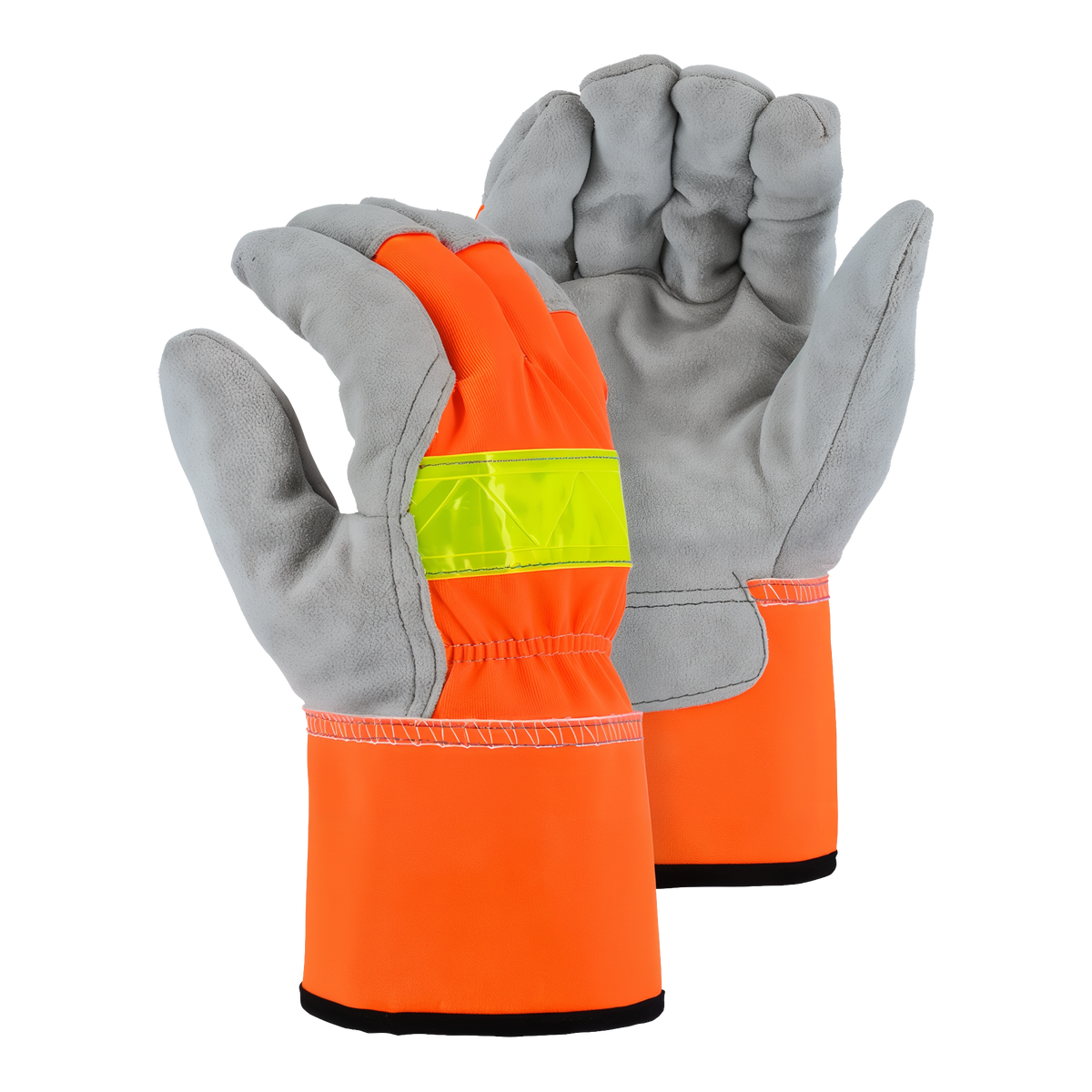 Majestic Glove 1954T Hi-Vis Winter Lined Leather Palm Work Gloves -- product image