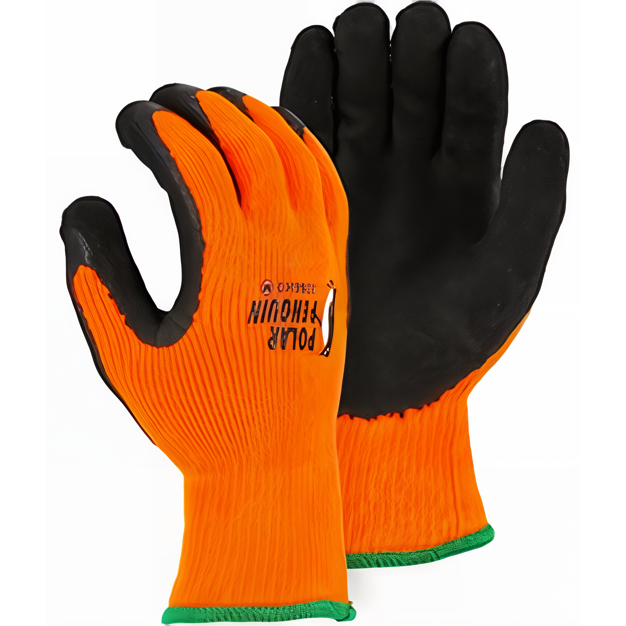 Majestic Polar Penguin Winter Lined Hi-Vis Orange Latex Coated Palm Gloves