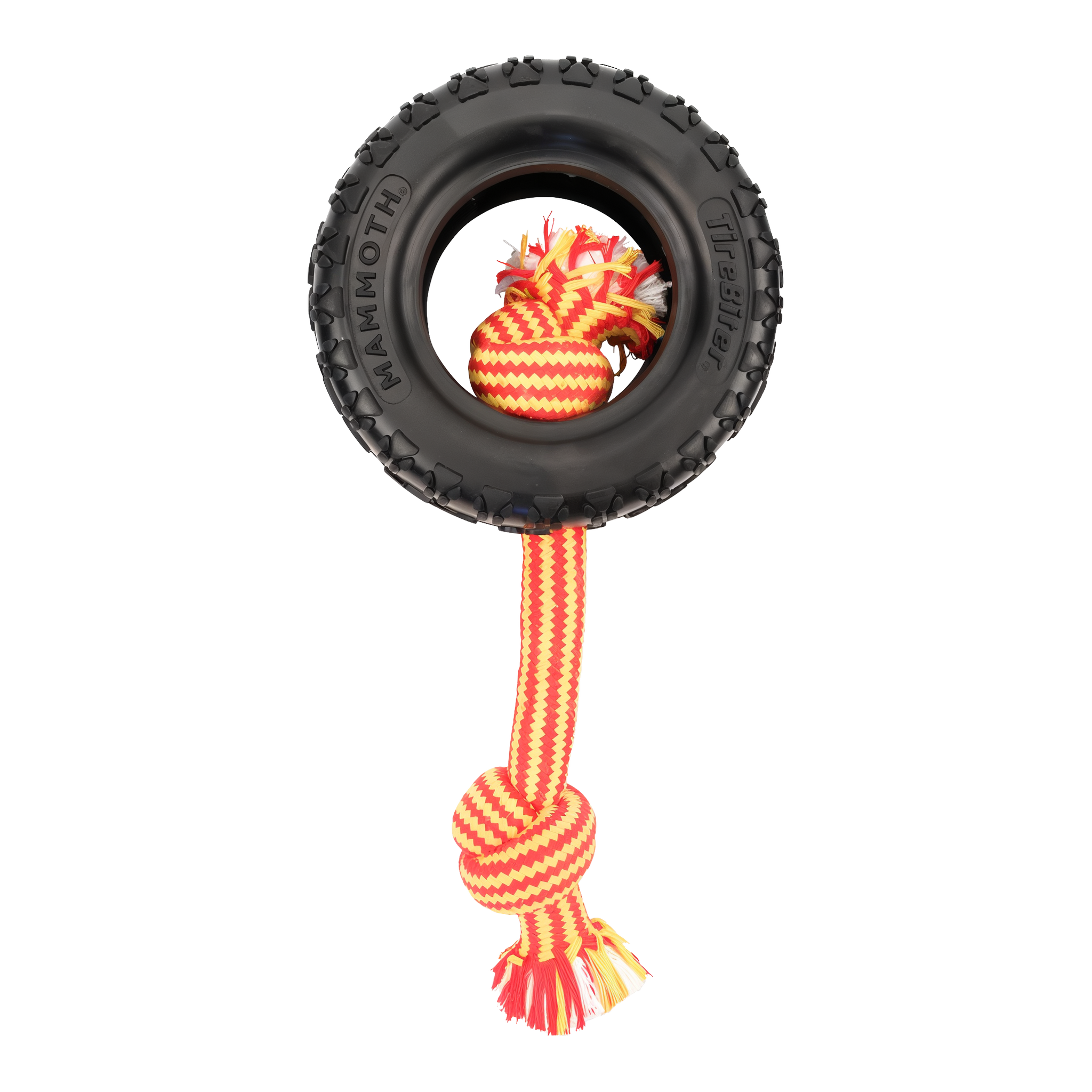 Mammoth TireBiter II with Cotton-Poly Rope Dog Toy Large 6"