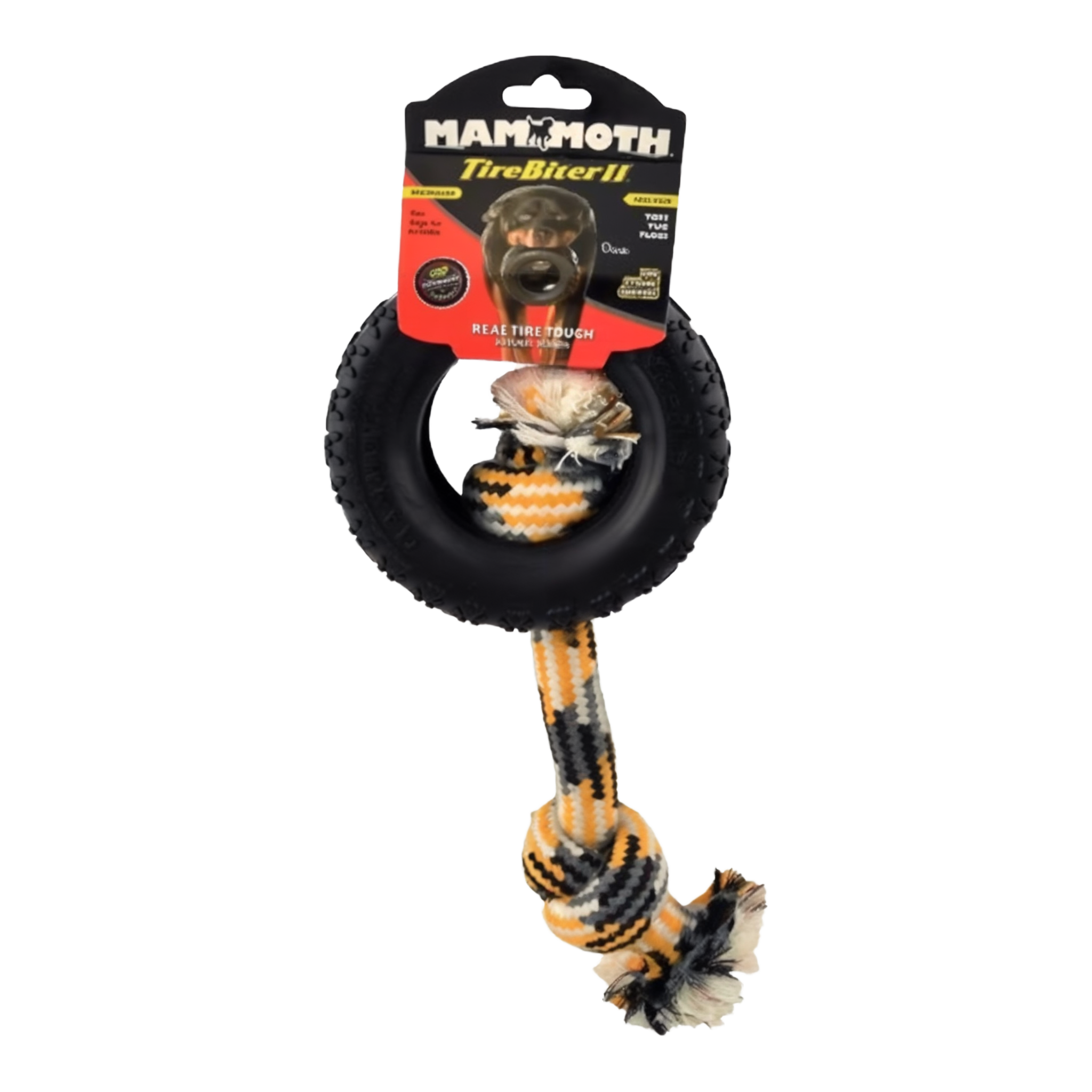 Mammoth TireBiter II with Cotton-Poly Rope Dog Toy Medium 5"