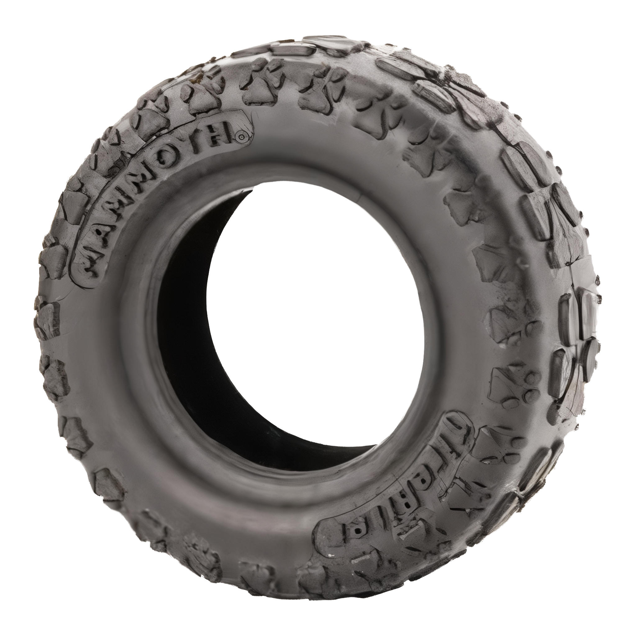 Mammoth TireBiter II paw-tread rubber tire dog toy, Small 3.7 inch.