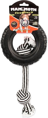 Mammoth TireBiter Advanced Rubber Dog Toy with Cottonblend Assorted Color Rope