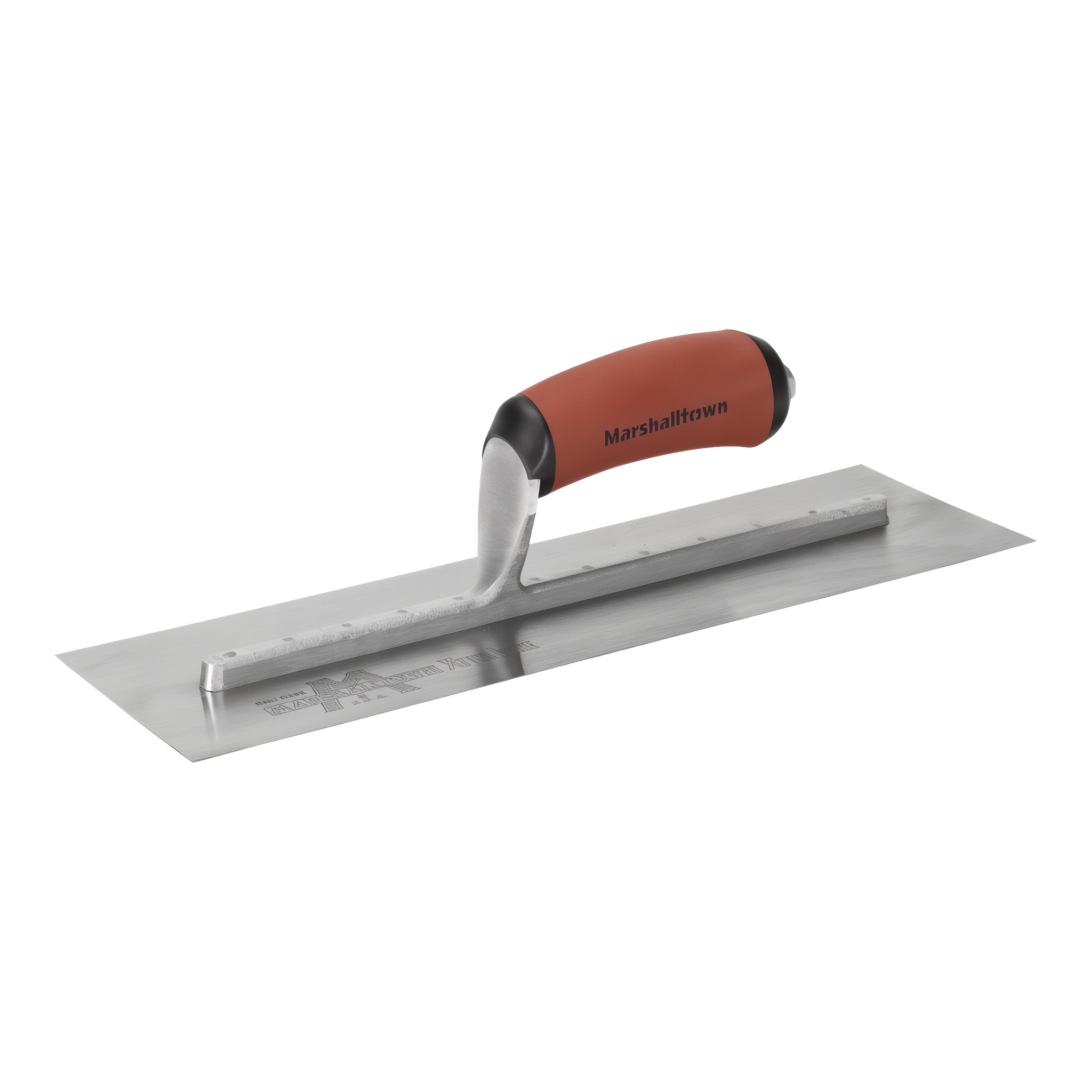 Marshalltown High Carbon Steel Finishing Trowel MXS64D — 14-inch by 4-inch curved blade with red DuraSoft handle for concrete finishing