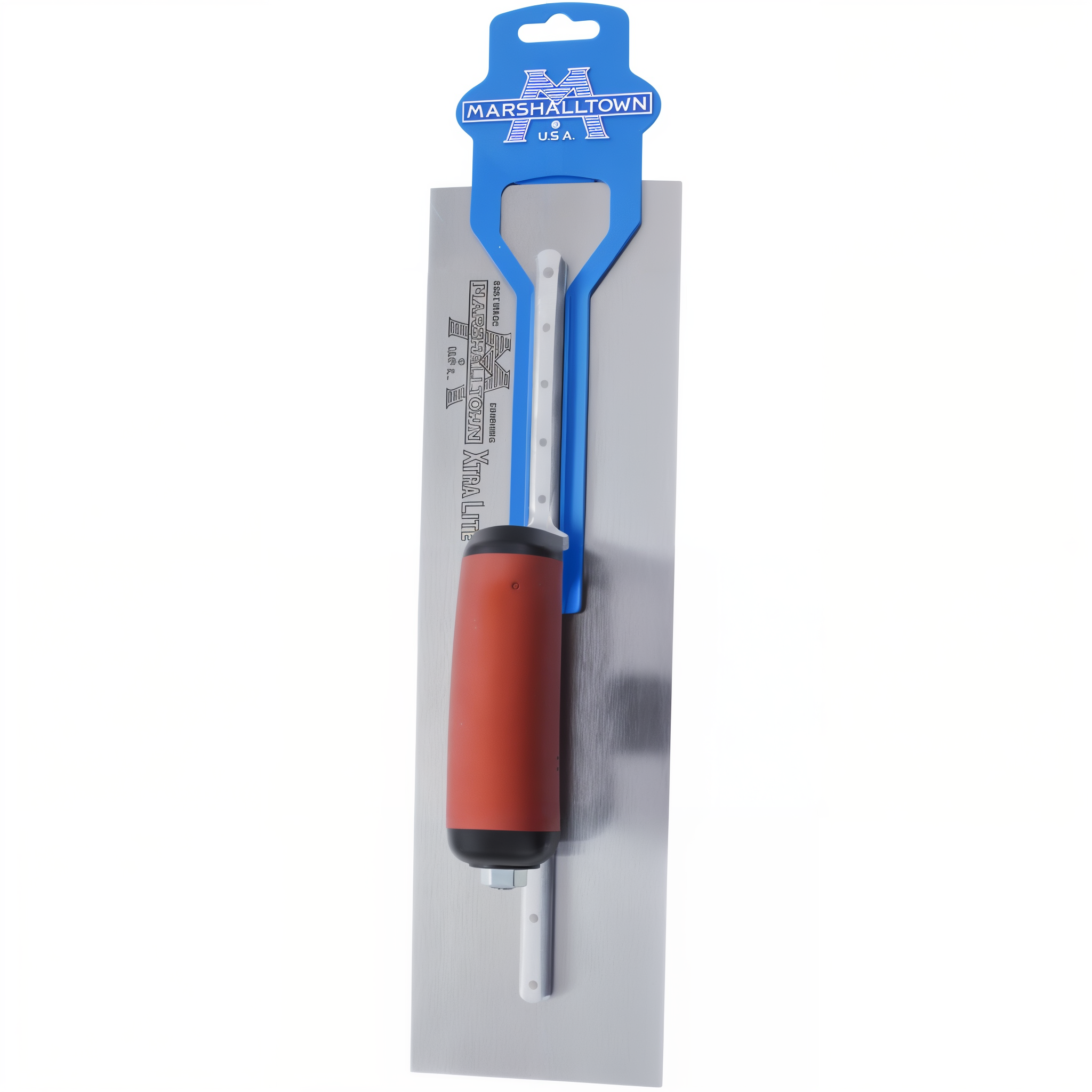 Marshalltown High Carbon Steel Finishing Trowel MXS64D — top view showing high-carbon steel blade with beveled work edges
