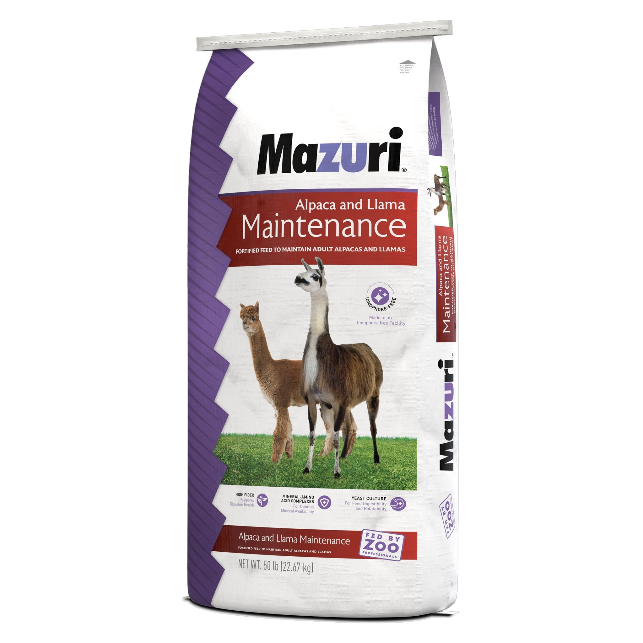 Mazuri Alpaca & Llama Maintenance Diet bag angled view