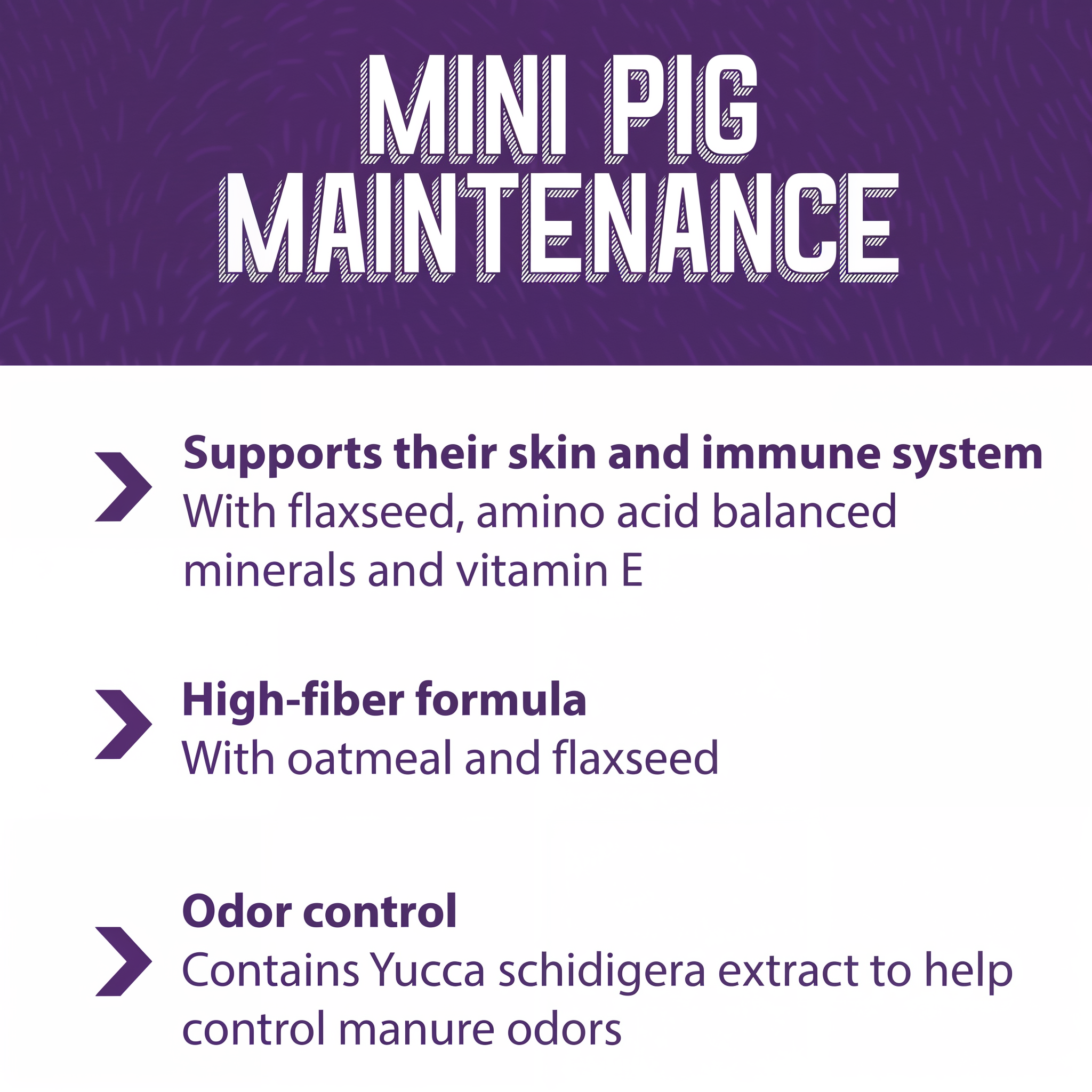 Mazuri Mini Pig Mature Maintenance nutrition highlights