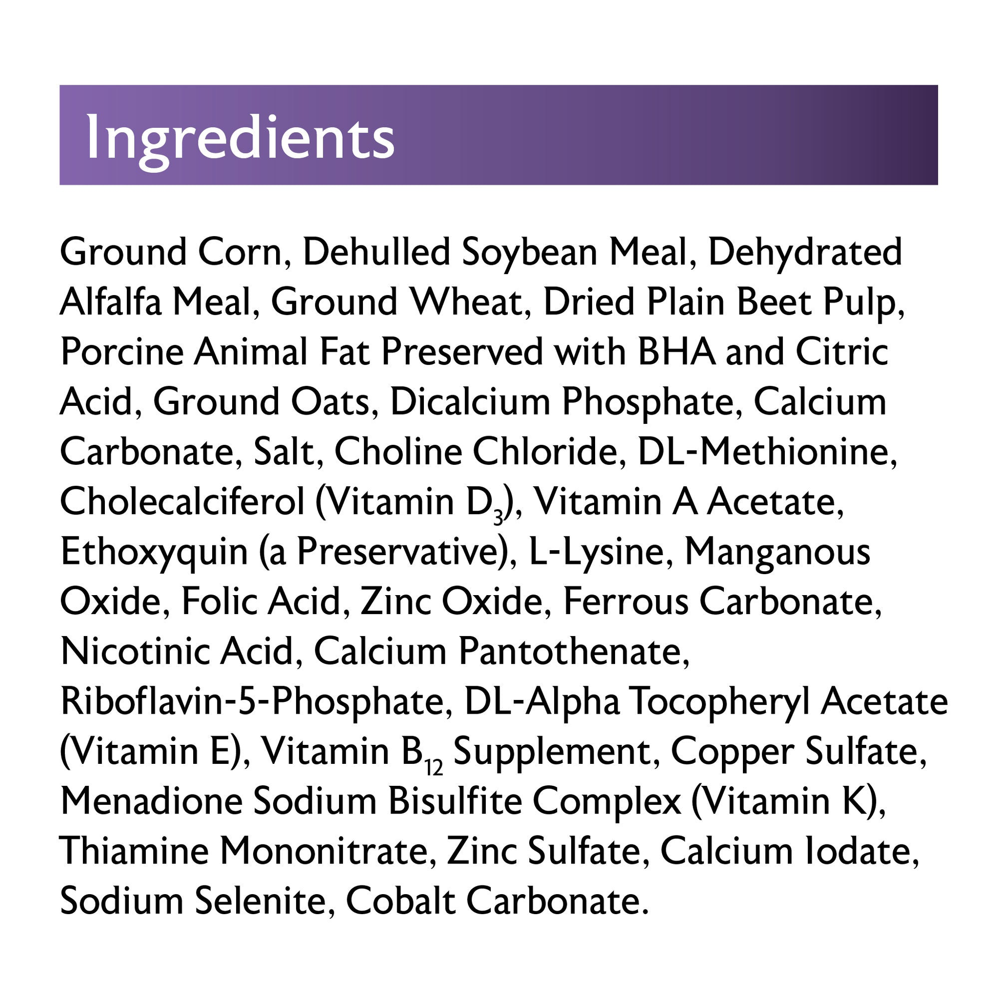 Mazuri NutriBlend Green ingredients label panel