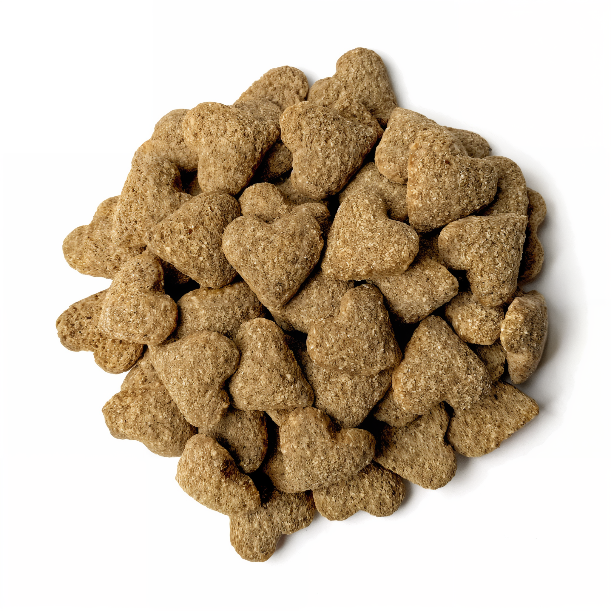 A pile of heart-shaped Mazuri Mini Pig Treats