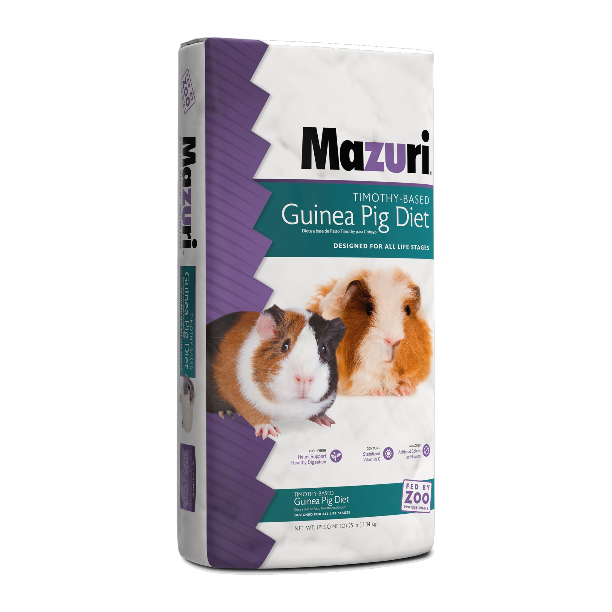 Mazuri Timothy Hay-Based Guinea Pig Diet 25 lb bag, three-quarter left view