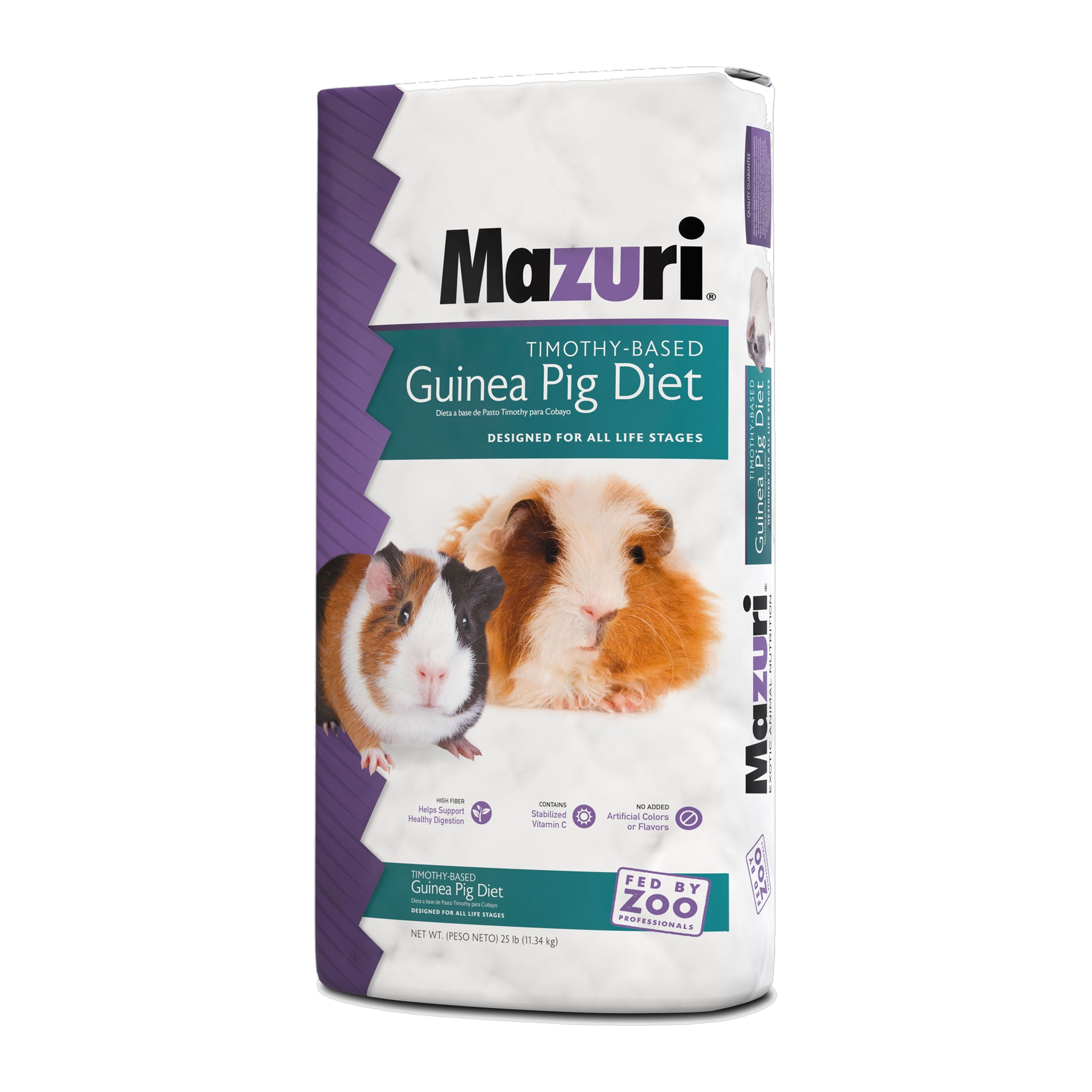 Mazuri Timothy Hay-Based Guinea Pig Diet 25 lb bag, three-quarter right view