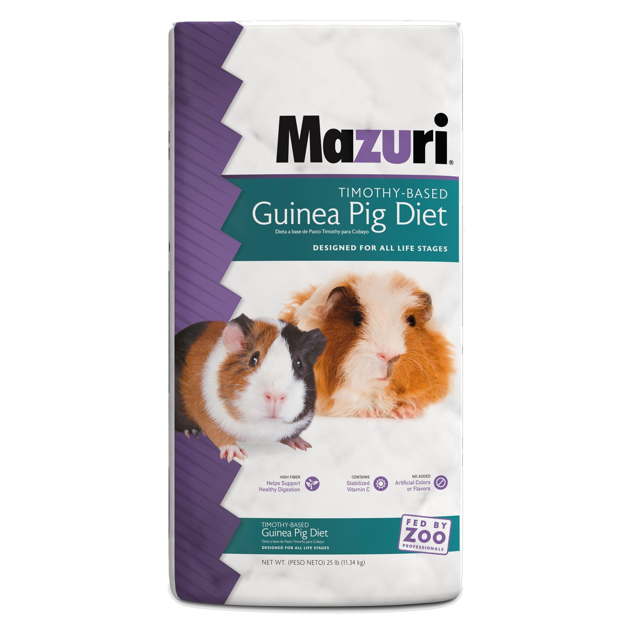 Mazuri Timothy Hay-Based Guinea Pig Diet 25 lb bag, front