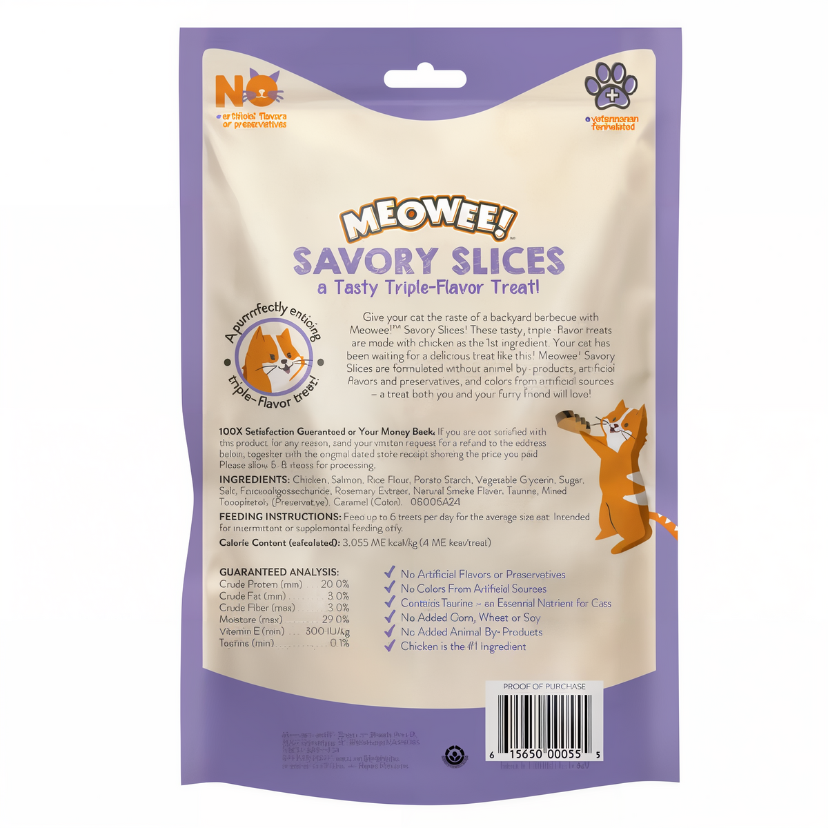 Meowee! Savory Slices Triple Flavor Cat Treats 4 oz -- packaging