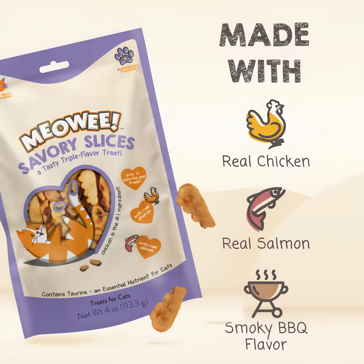 Meowee! Savory Slices Triple Flavor Cat Treats 4 oz -- other