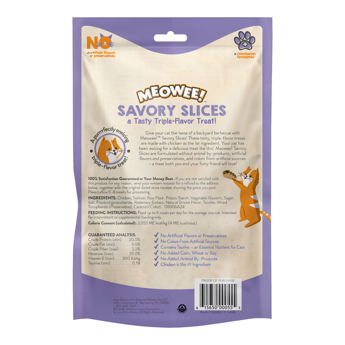 Meowee! Savory Slices Triple Flavor Cat Treats 4 oz -- packaging