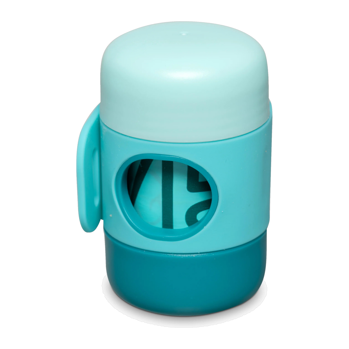 Messy Mutts Poop Bag Dispenser with Silicone Strap in teal, front view