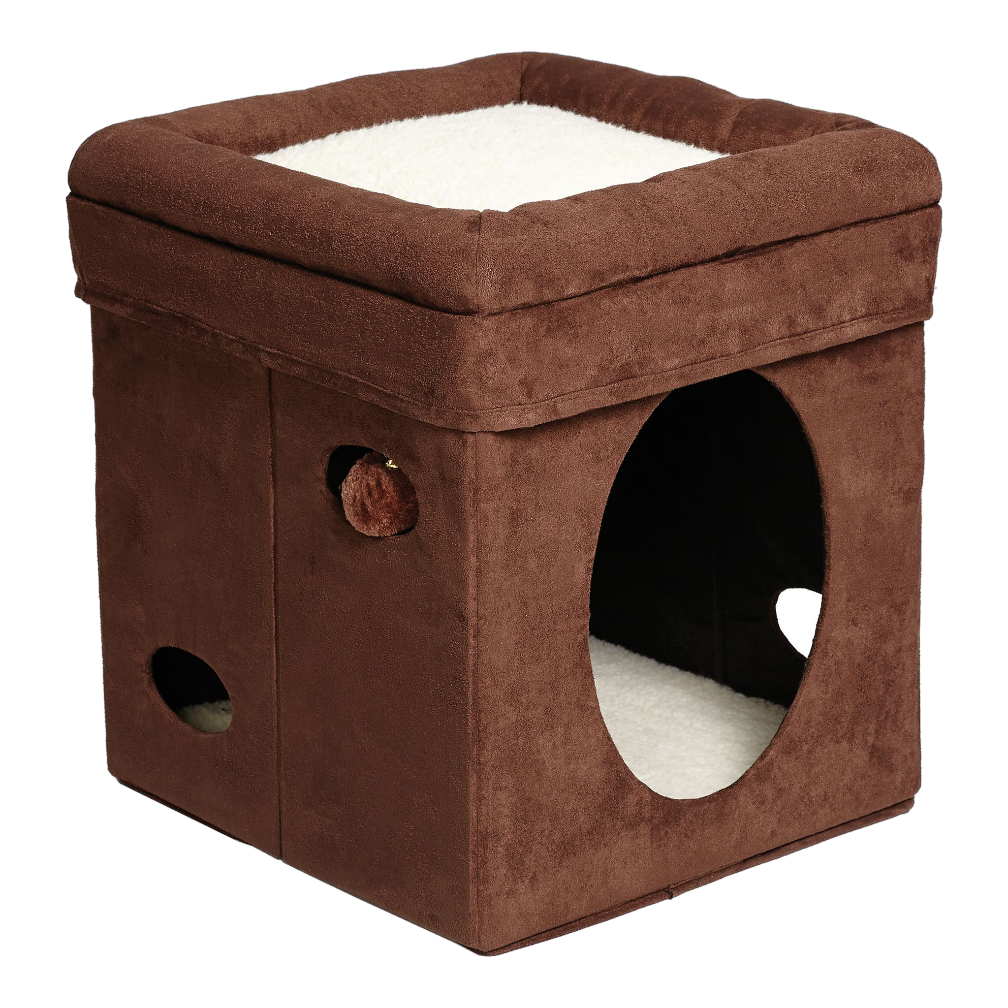 MidWest Curious Cat Cube Brown Suede #Brown Suede