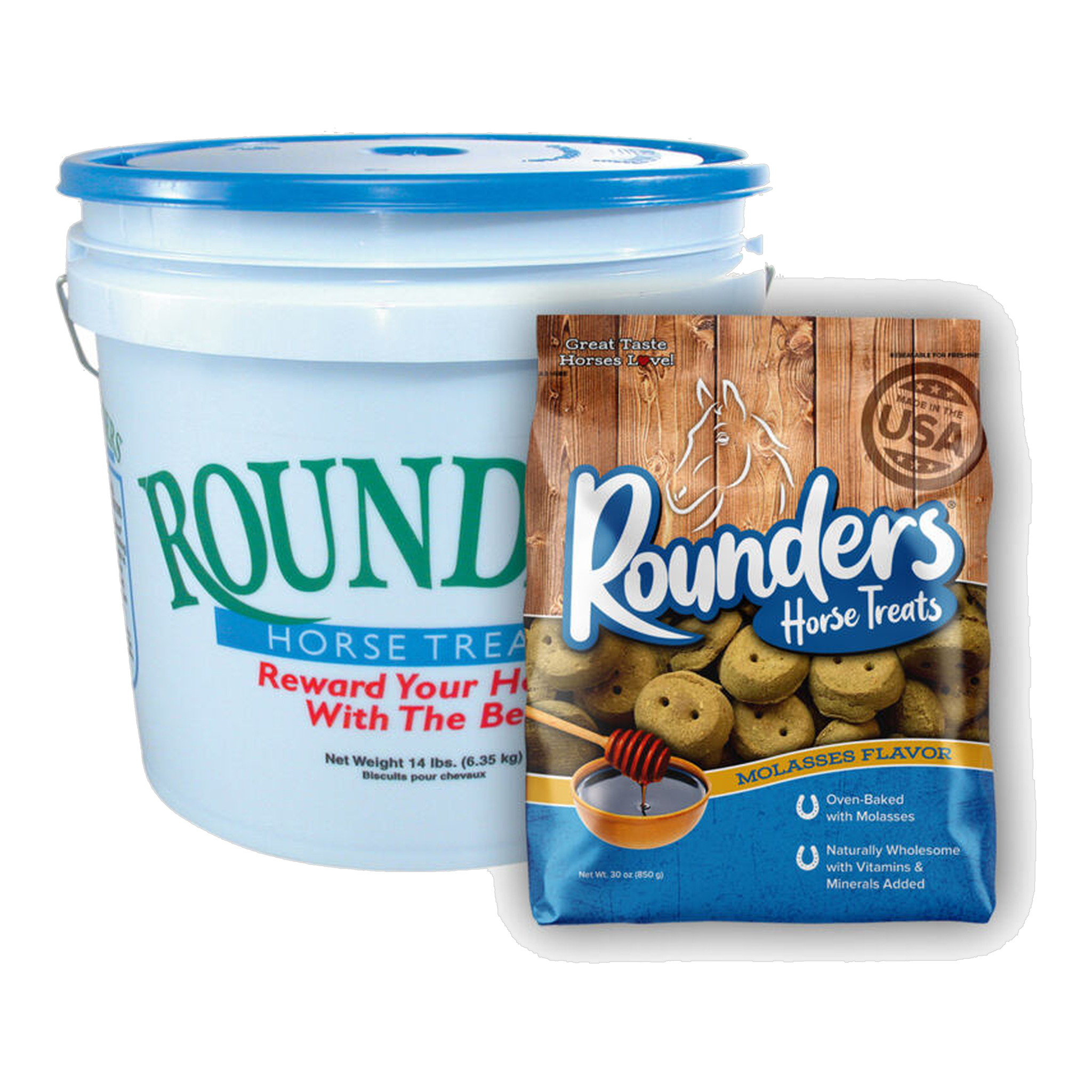 Molasses Rounders Horse Treats Bucket 14 LB Bucket #14 LB Bucket