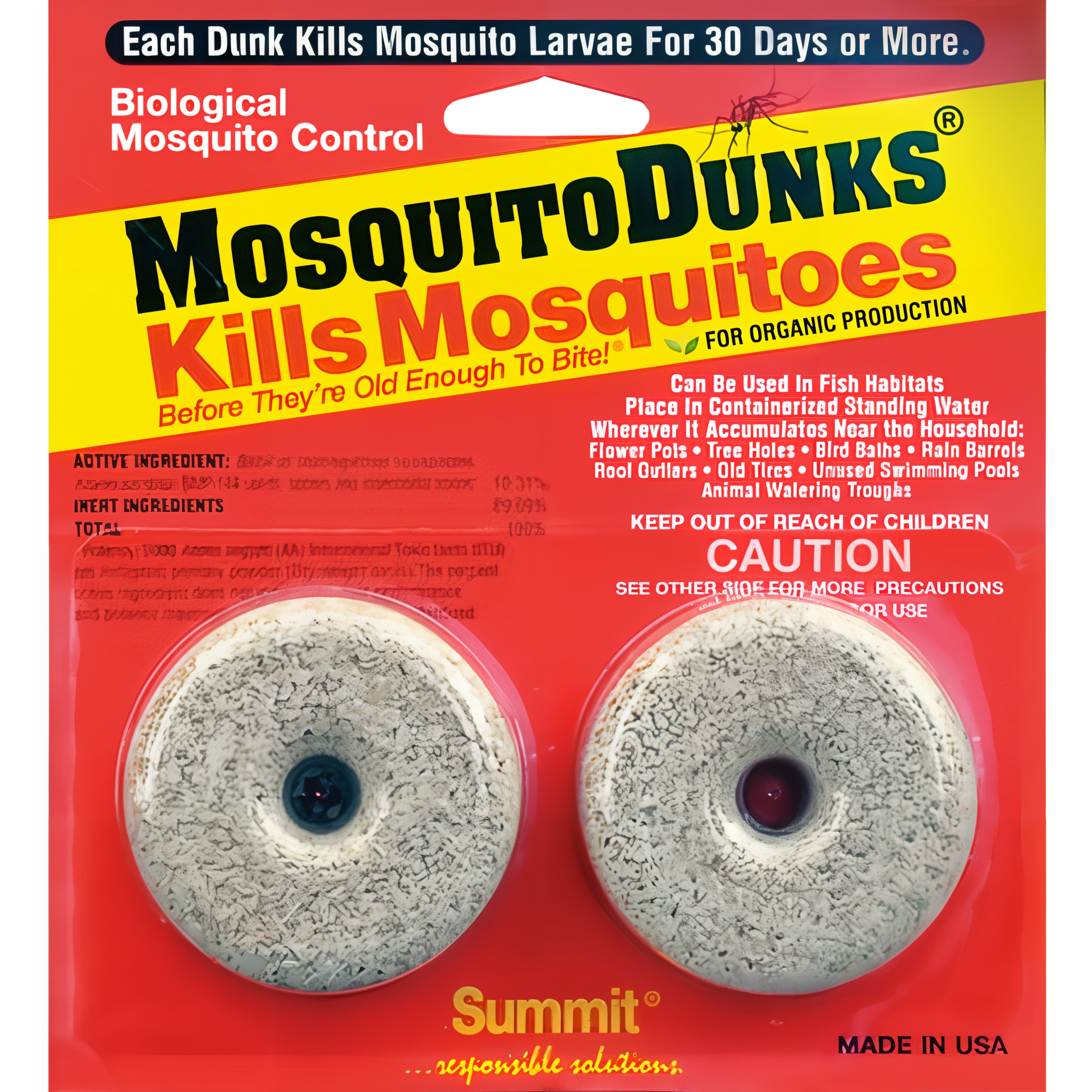 Mosquito Dunks Biological Mosquito Control, two pack for mosquito larvae control.